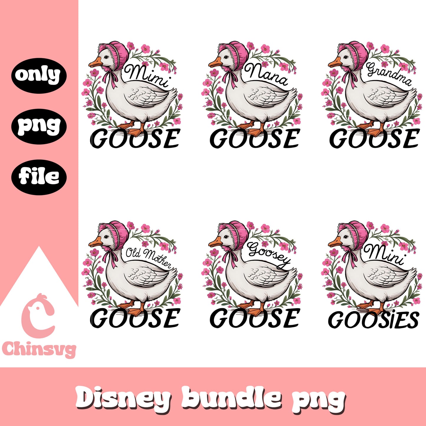 Silly Goose family bundle png, Silly Goose png, vintage png