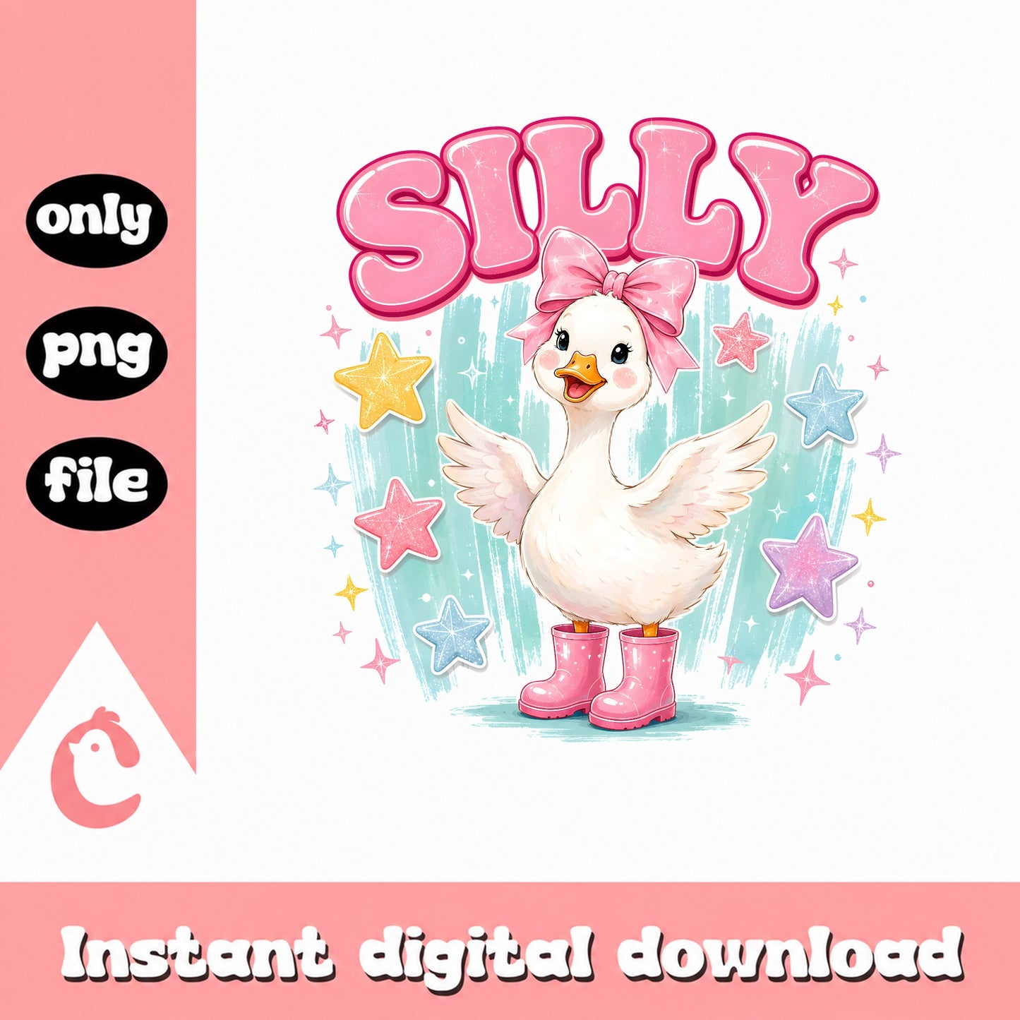 Silly Duck With Bow PNG, Cute Duck Pink Boots, Girls Duck PNG