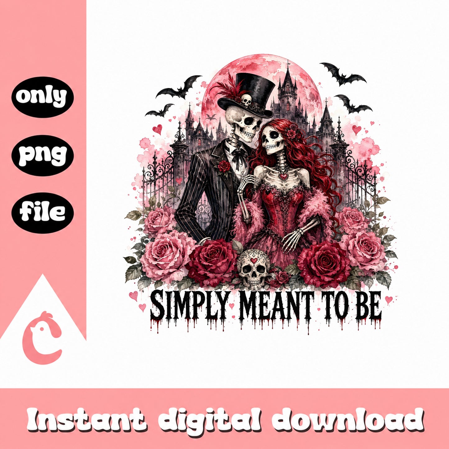 Skeleton Couple Simply Meant To Be PNG, Gothic Romance, Halloween PNG