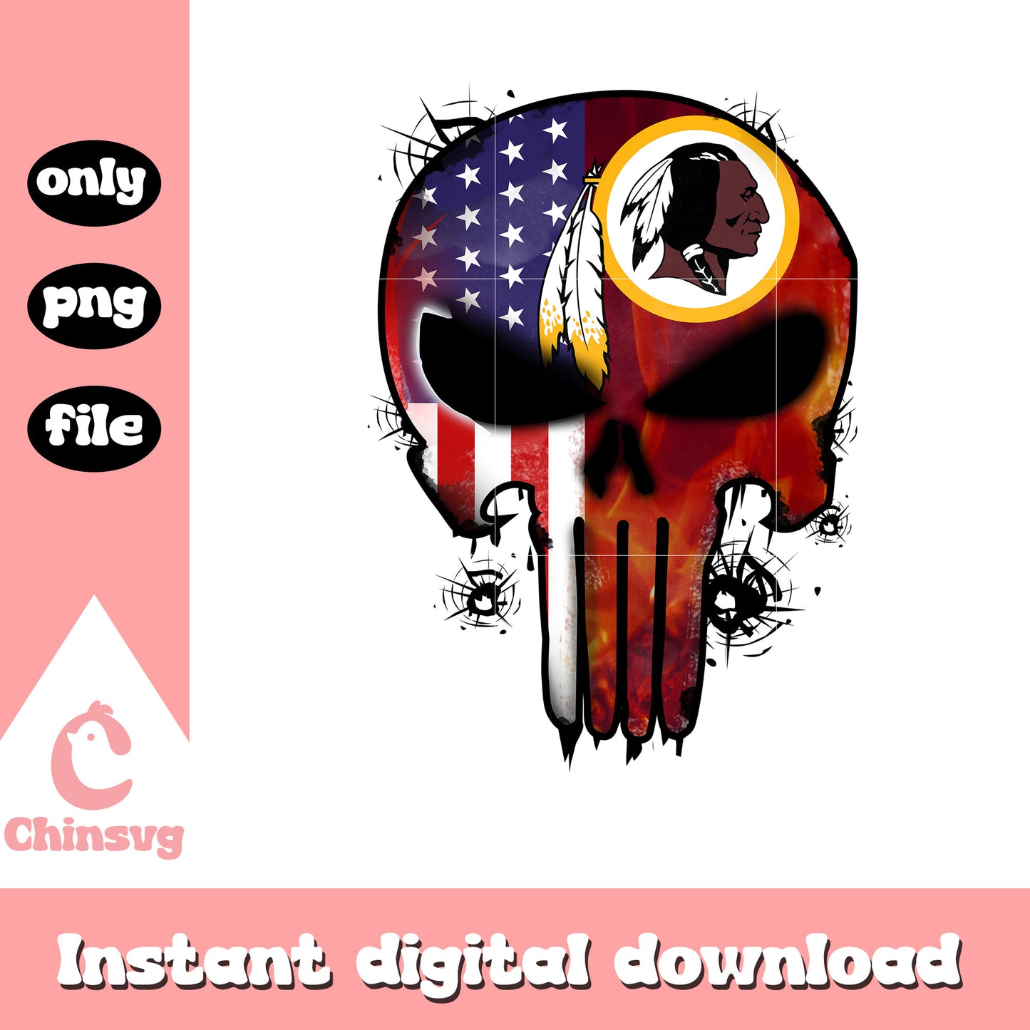Skull football washington redskins png, football skull cap png