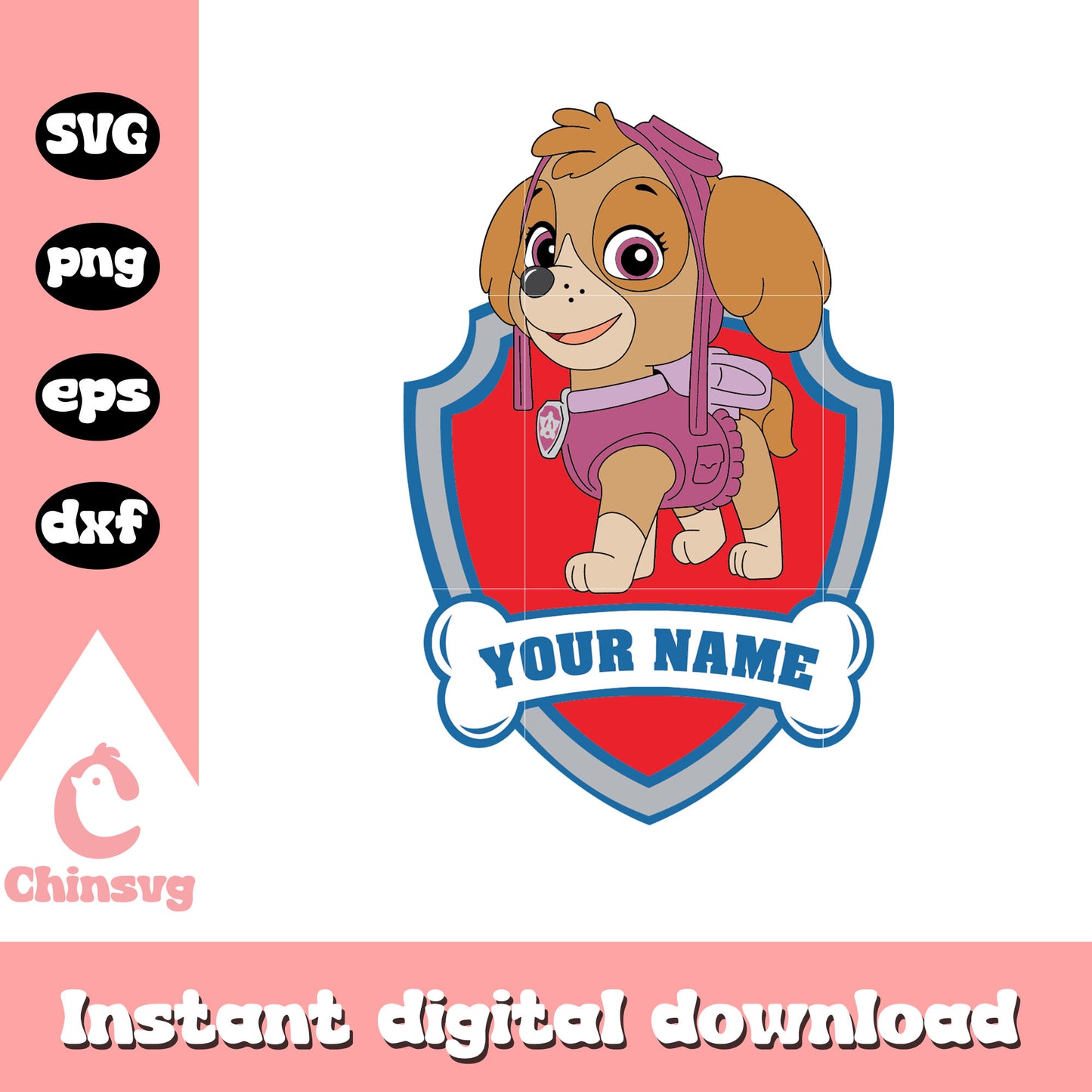 Skye your name paw patrol svg, paw patrol shield svg, cartoon svg