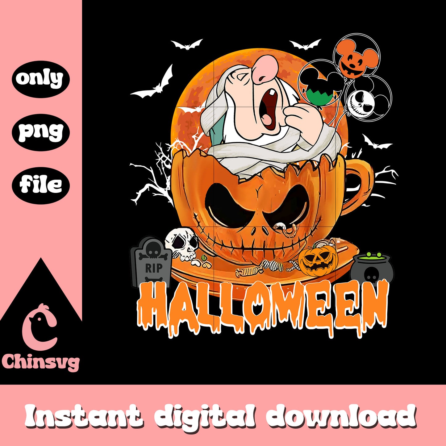 Sleepy disney in horror cup design png, sleepy snow white png