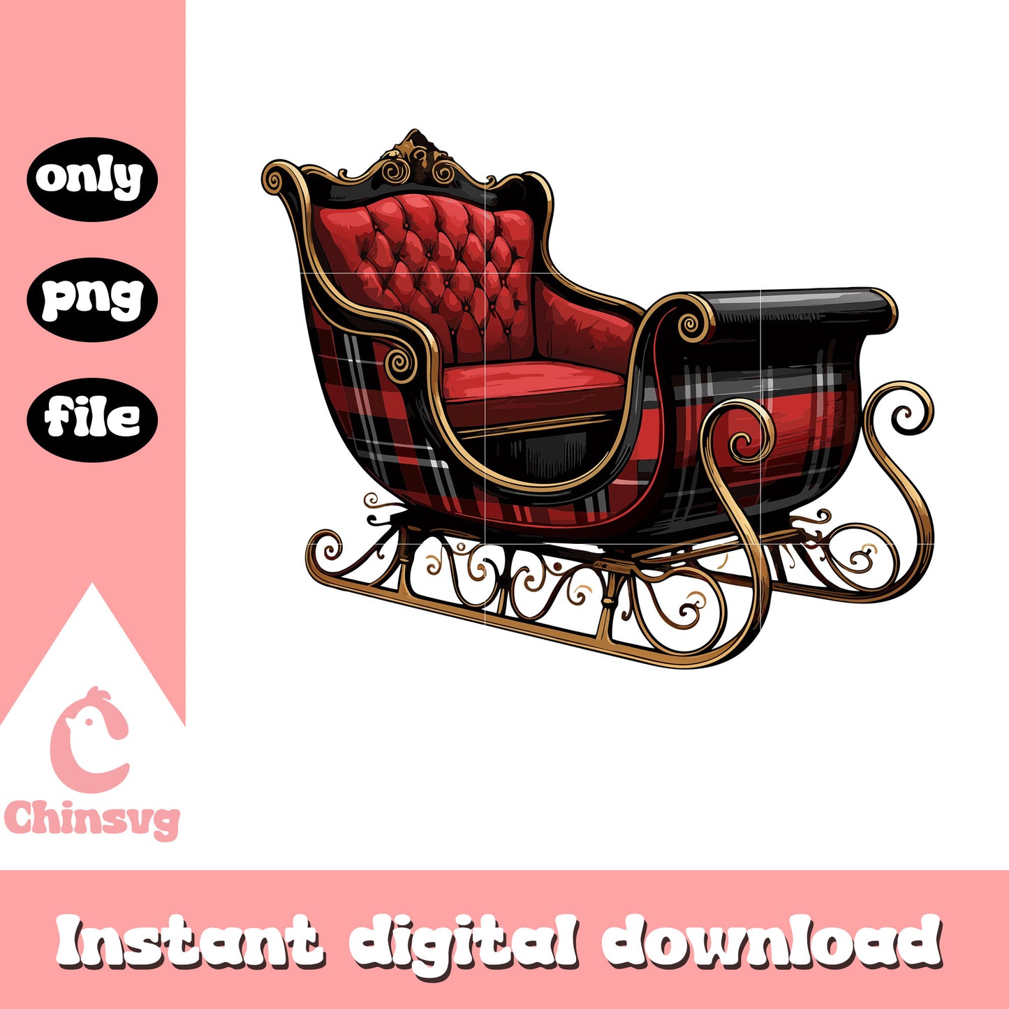 Sleigh christmas design png, santa sleigh png, sleigh png