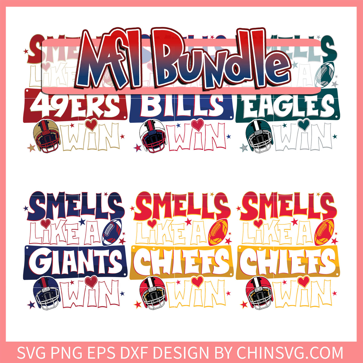 Smells like a nfl teams win design bundle svg, nfl fan svg