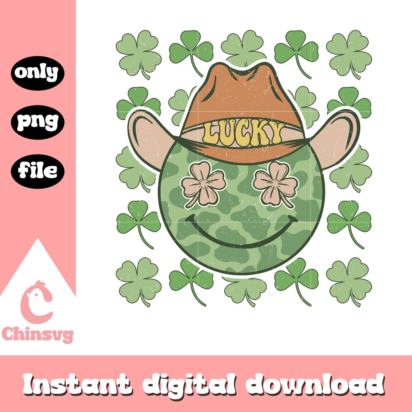 Smiley emoji cowboy patrick shamrock png, st patrick day png