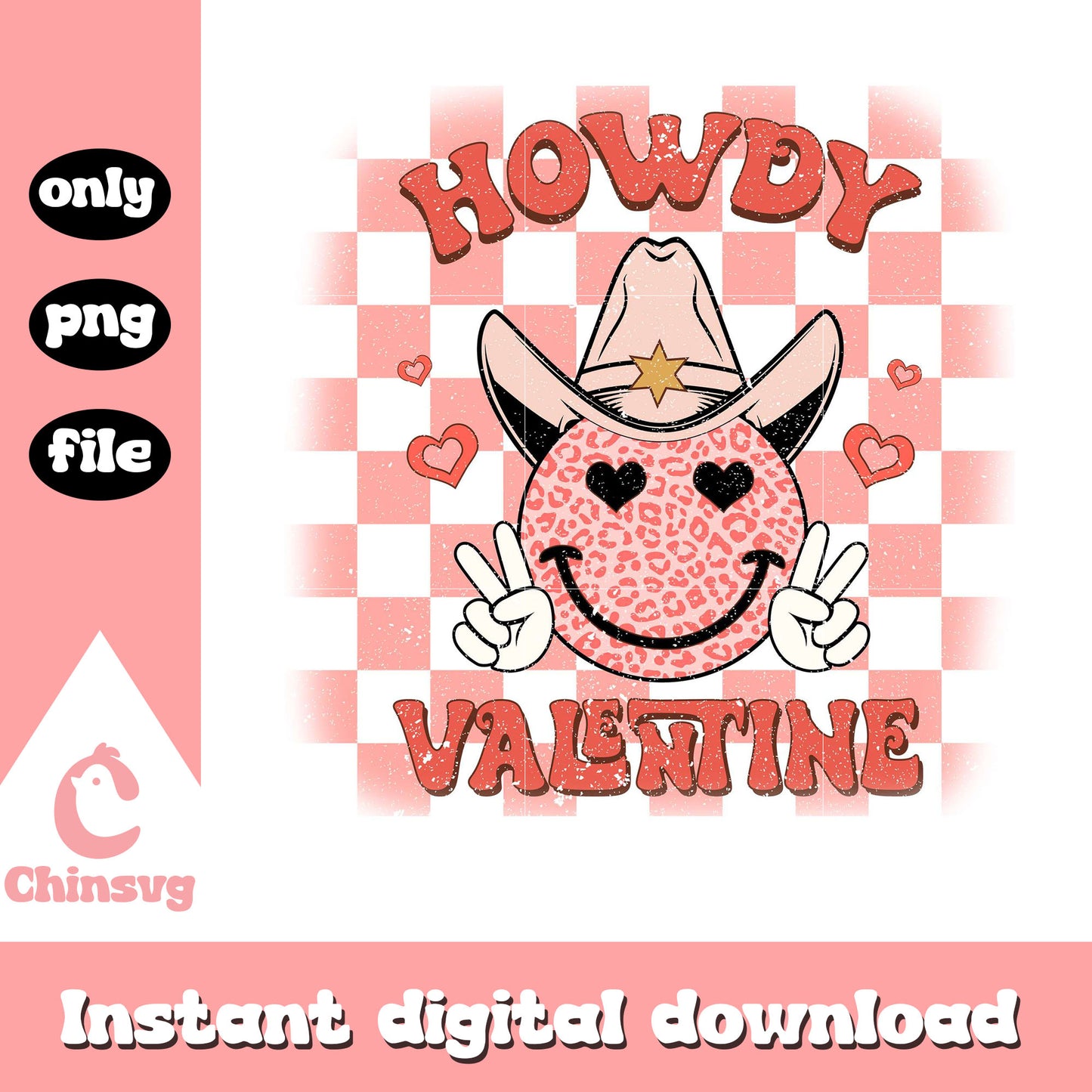 Smiley face cowboy howdy valentine png, howdy valentine png