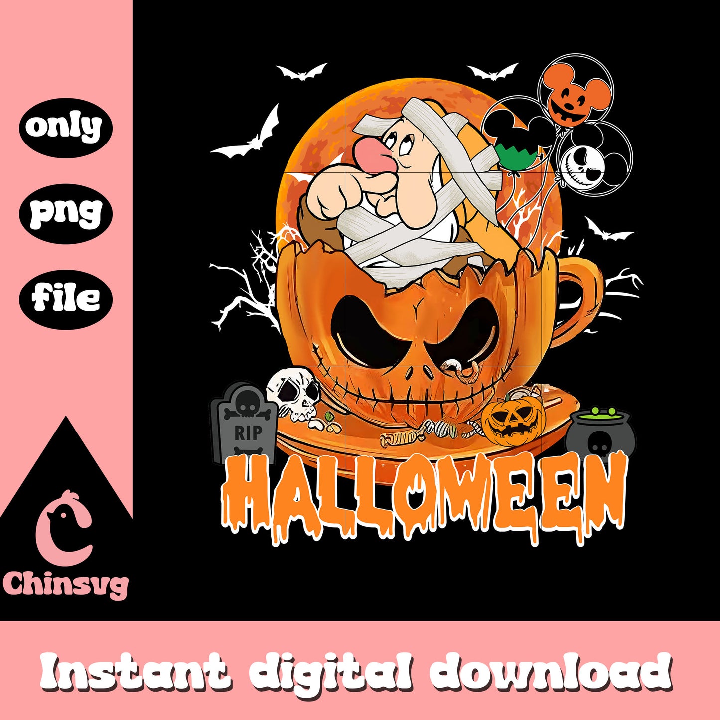 Sneezy disney in horror cup design png, sneezy snow white png