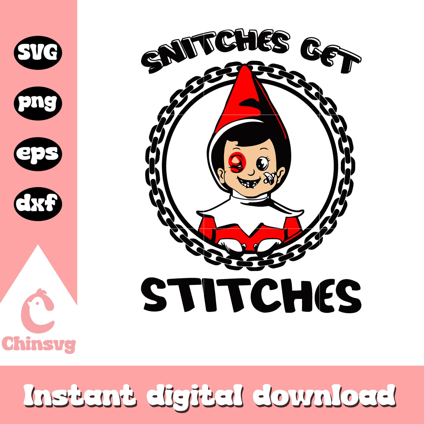 Snitches get stitches elf svg, horror elf svg, elf svg