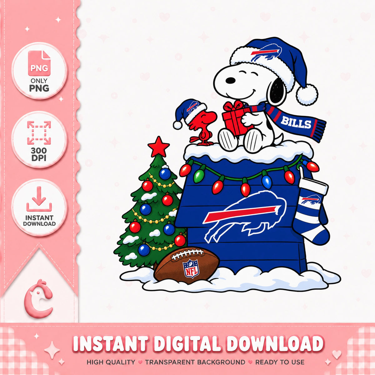 Snoopy Buffalo Bills Christmas PNG, NFL Holiday PNG, PNG
