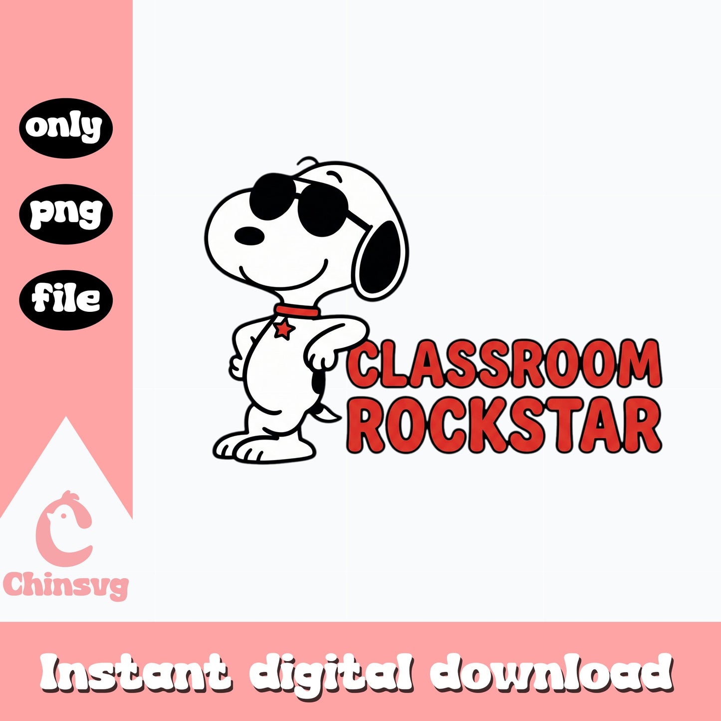 Snoopy Classroom Rockstar PNG, Back To School PNG, Teacher PNG