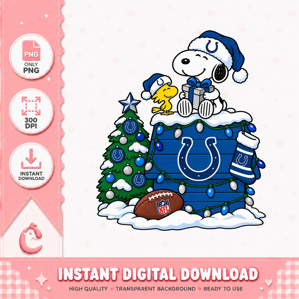 Snoopy Indianapolis Colts Christmas PNG, NFL Holiday PNG, Colts PNG