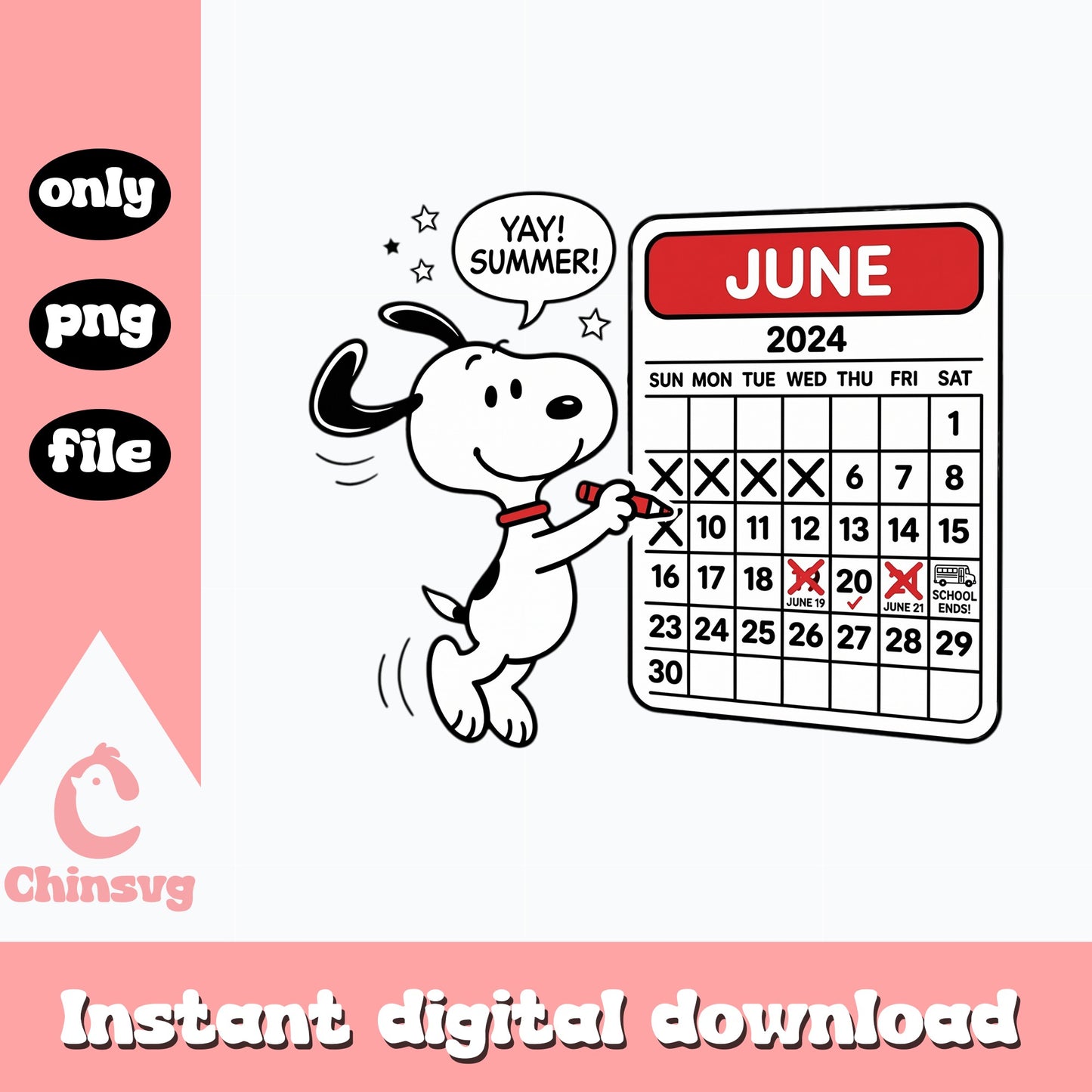 Snoopy Last Day Of School PNG, Summer Vacation PNG, Peanuts PNG
