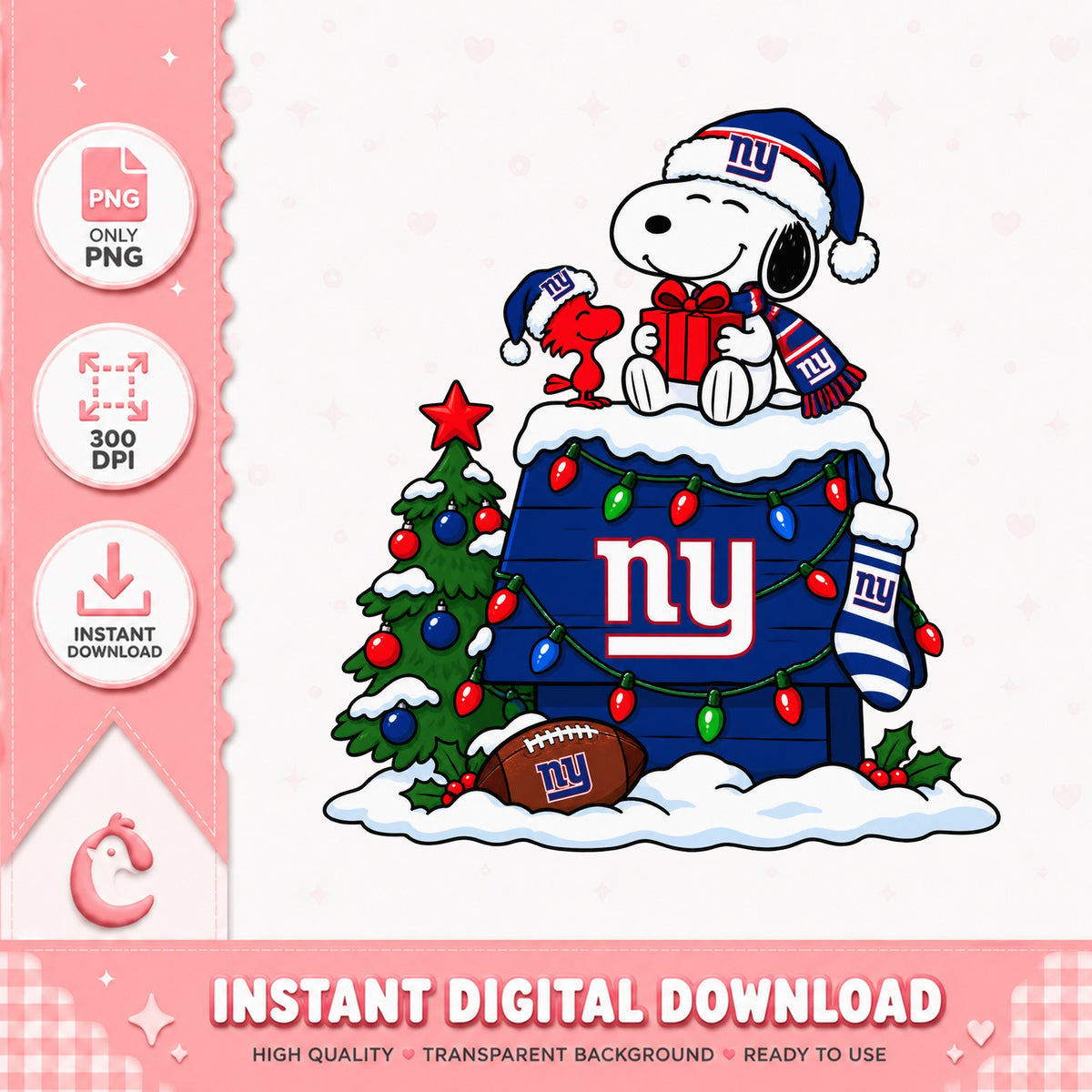Snoopy New York Giants Christmas PNG, NY Giants Snoopy, NFL PNG