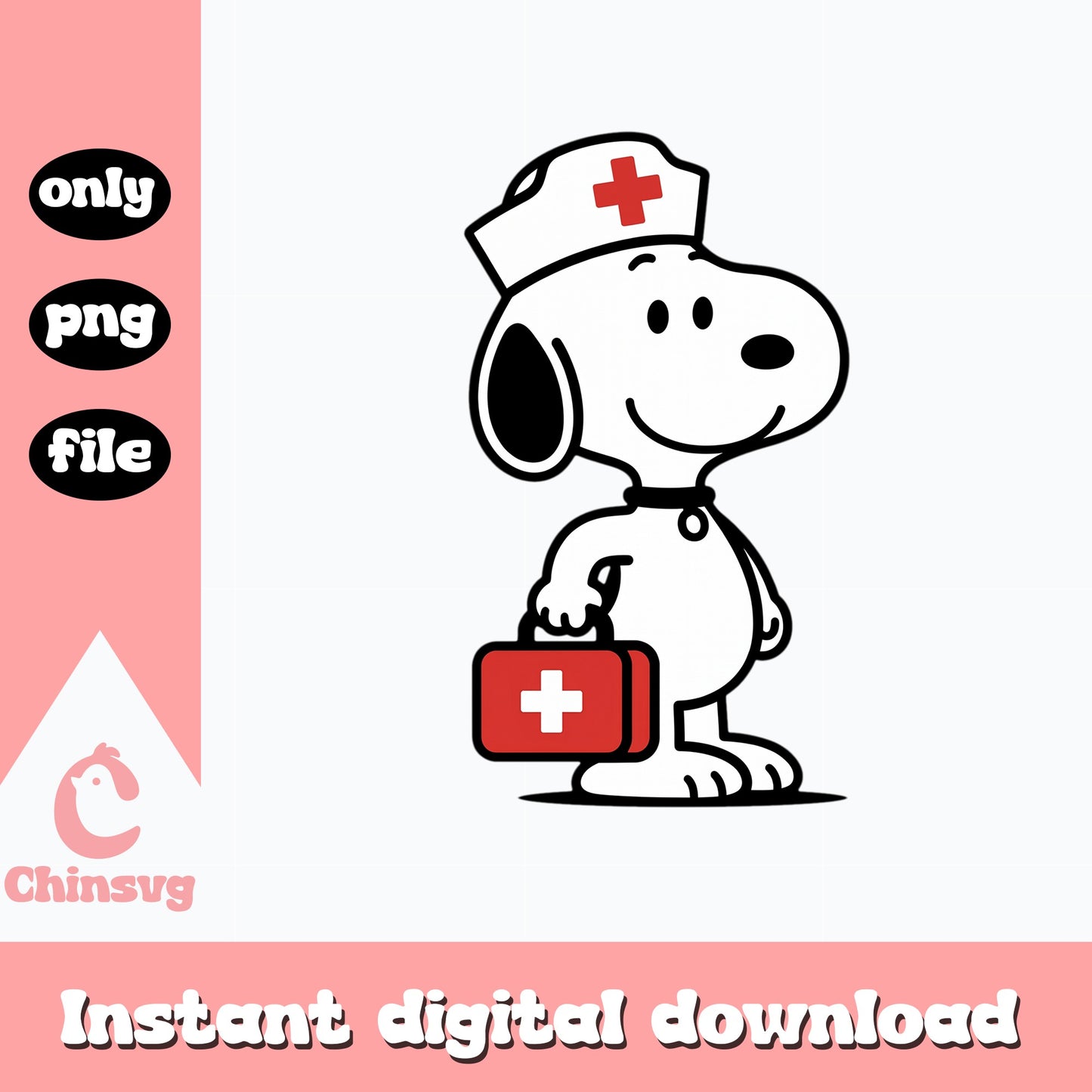Snoopy Nurse PNG, Peanuts Nurse Clipart, Cute Dog Nurse PNG
