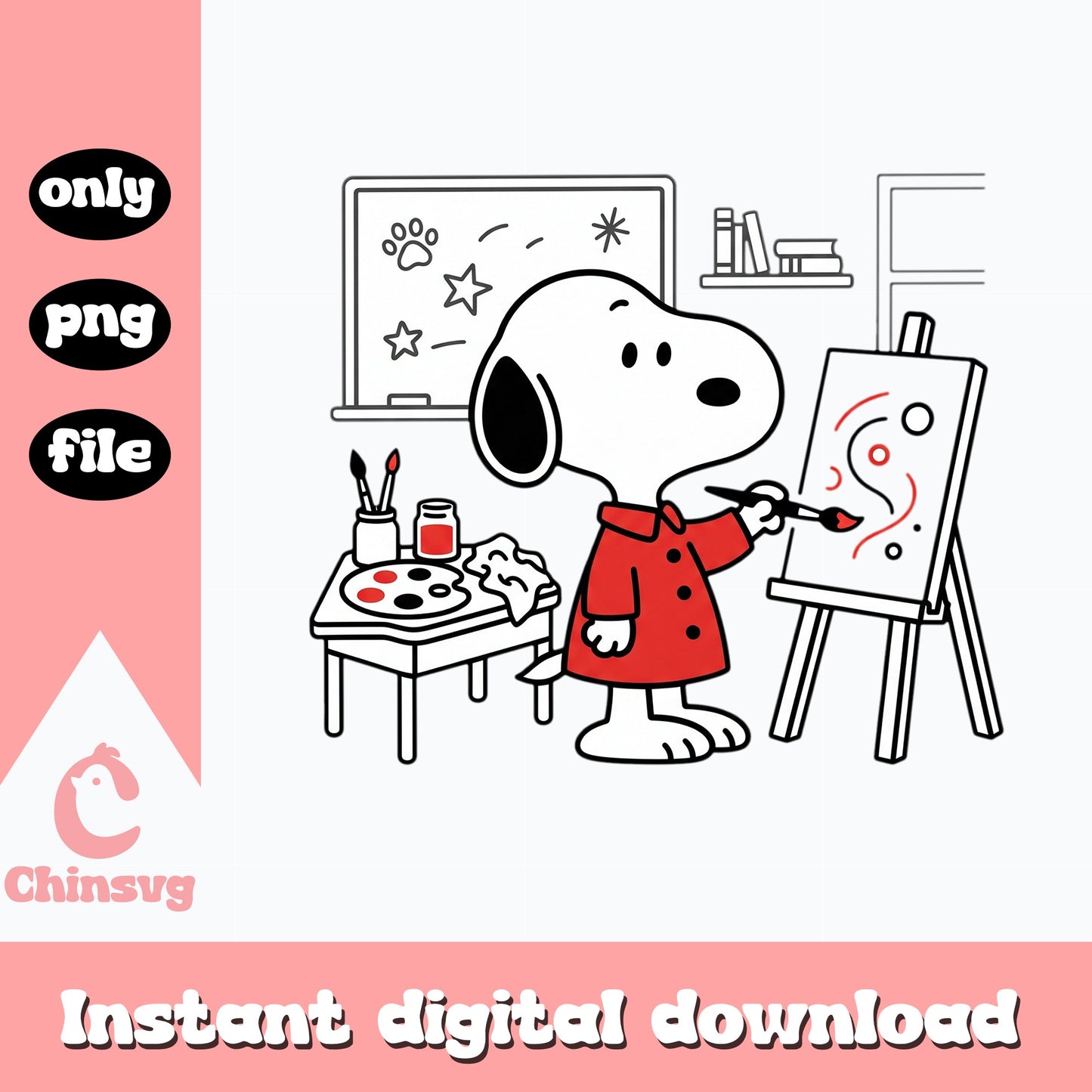 Snoopy Painting Artist PNG, Peanuts Dog PNG, Cute Cartoon PNG