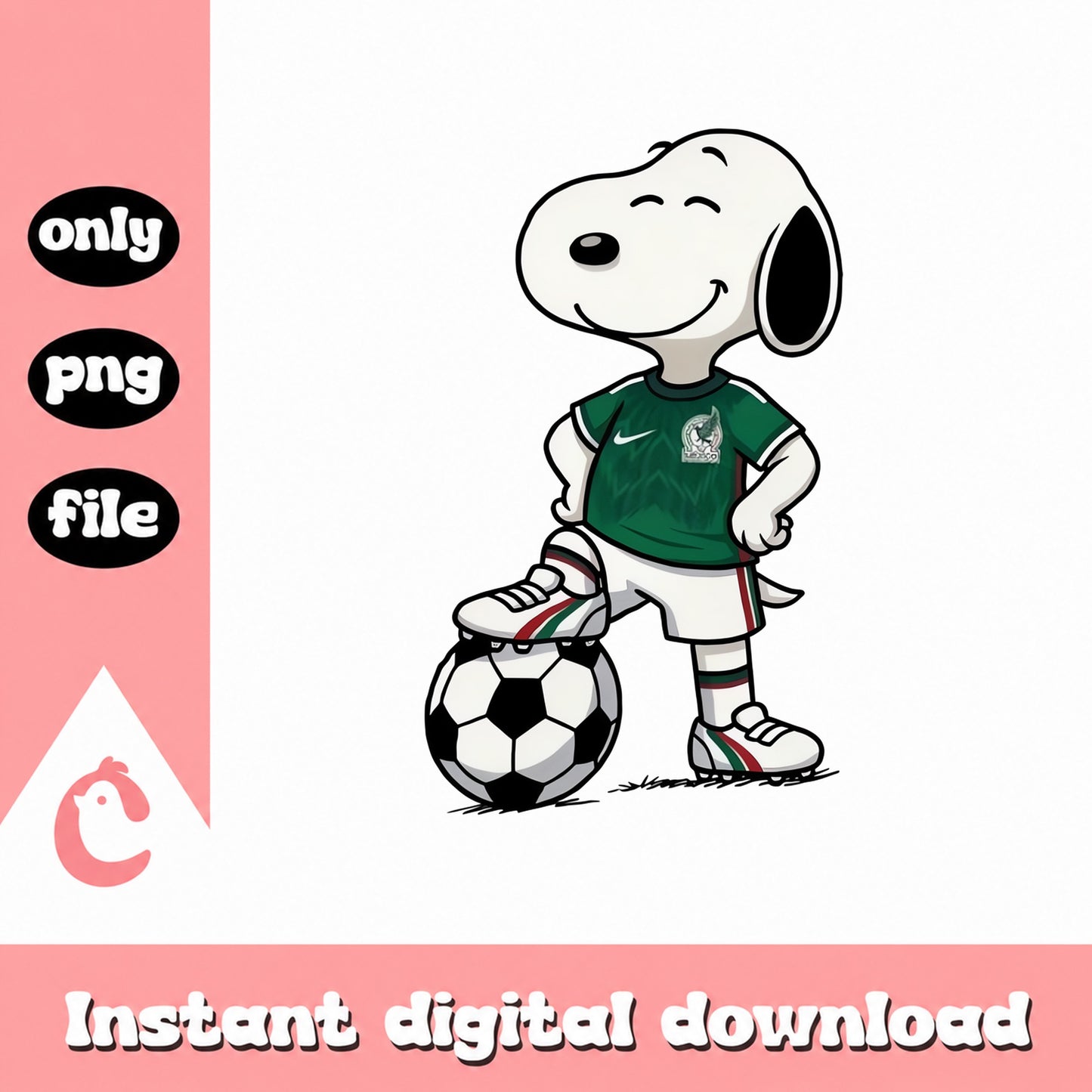 Snoopy Soccer PNG, Mexico Jersey Snoopy, Sports Clipart PNG