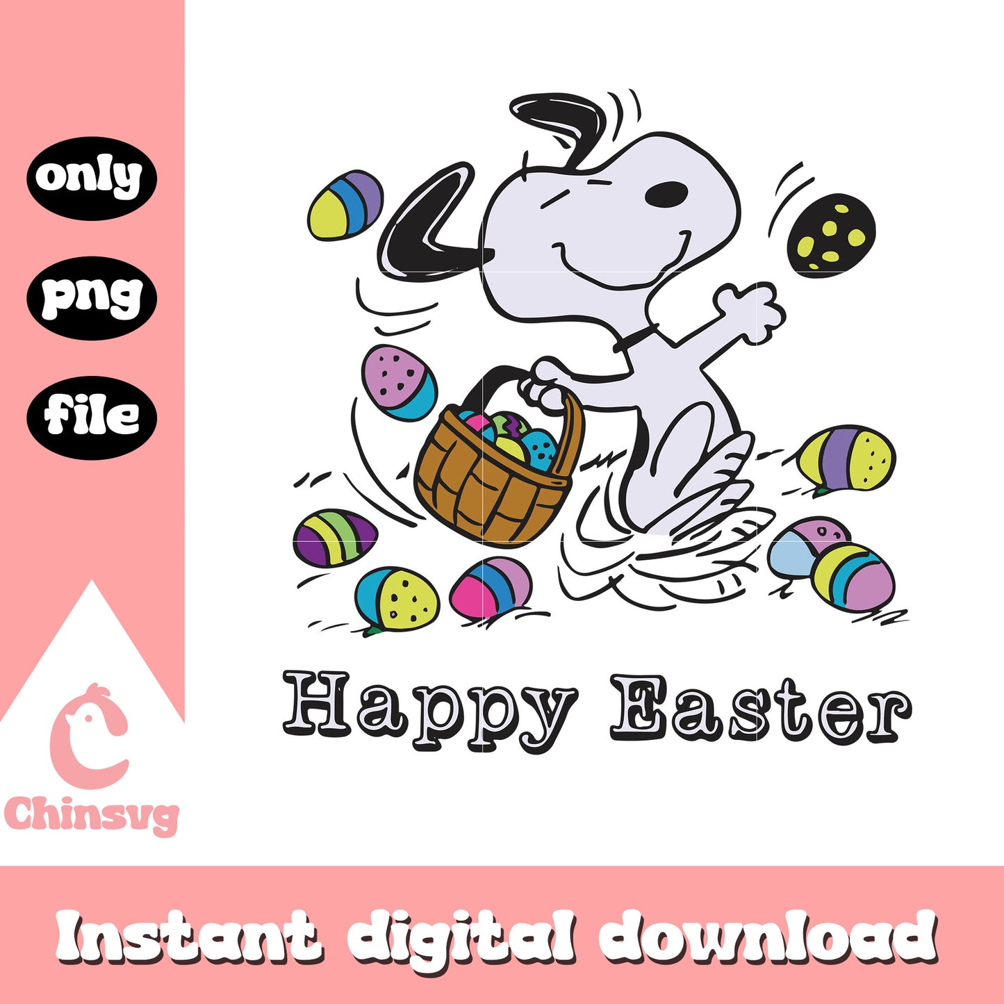 Snoopy happy easter design png, snoopy easter clipart png