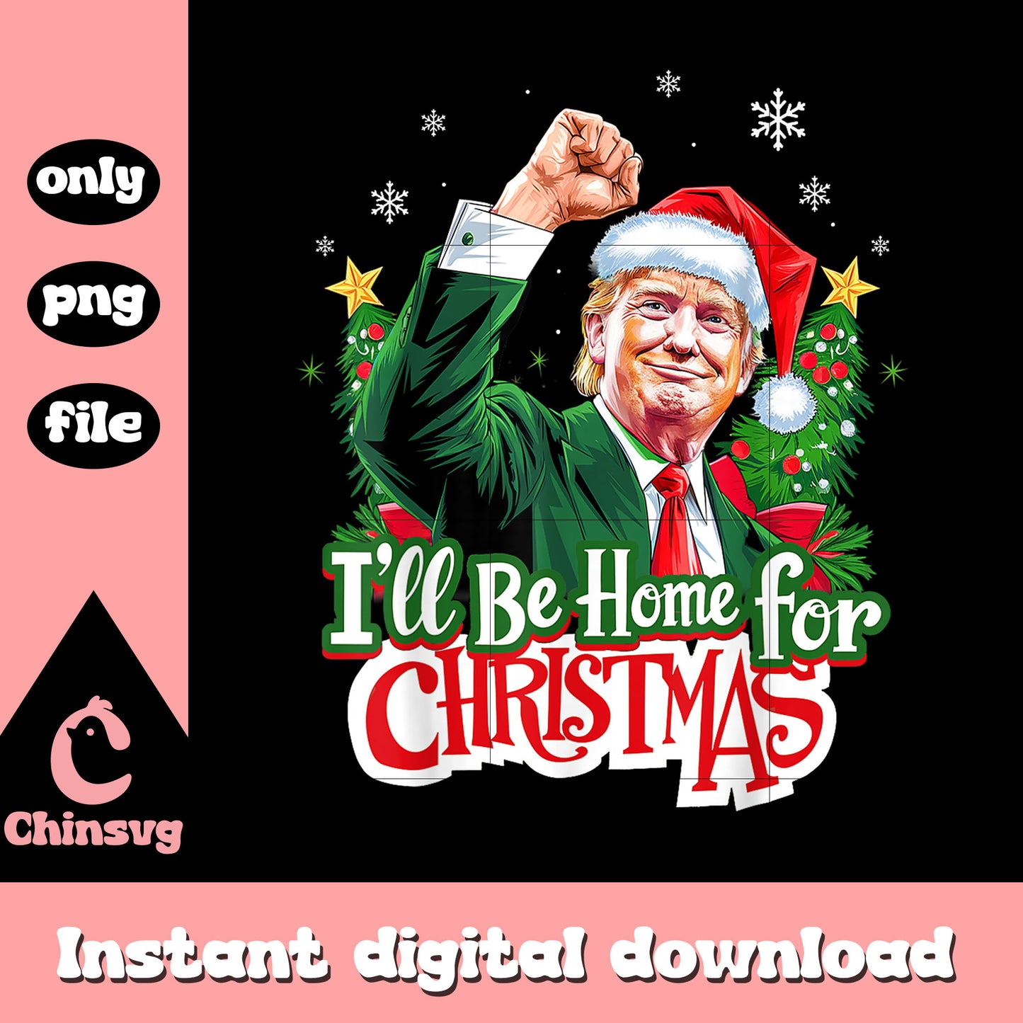 Snow i'll be home for christmas trump png, trump merry christmas png