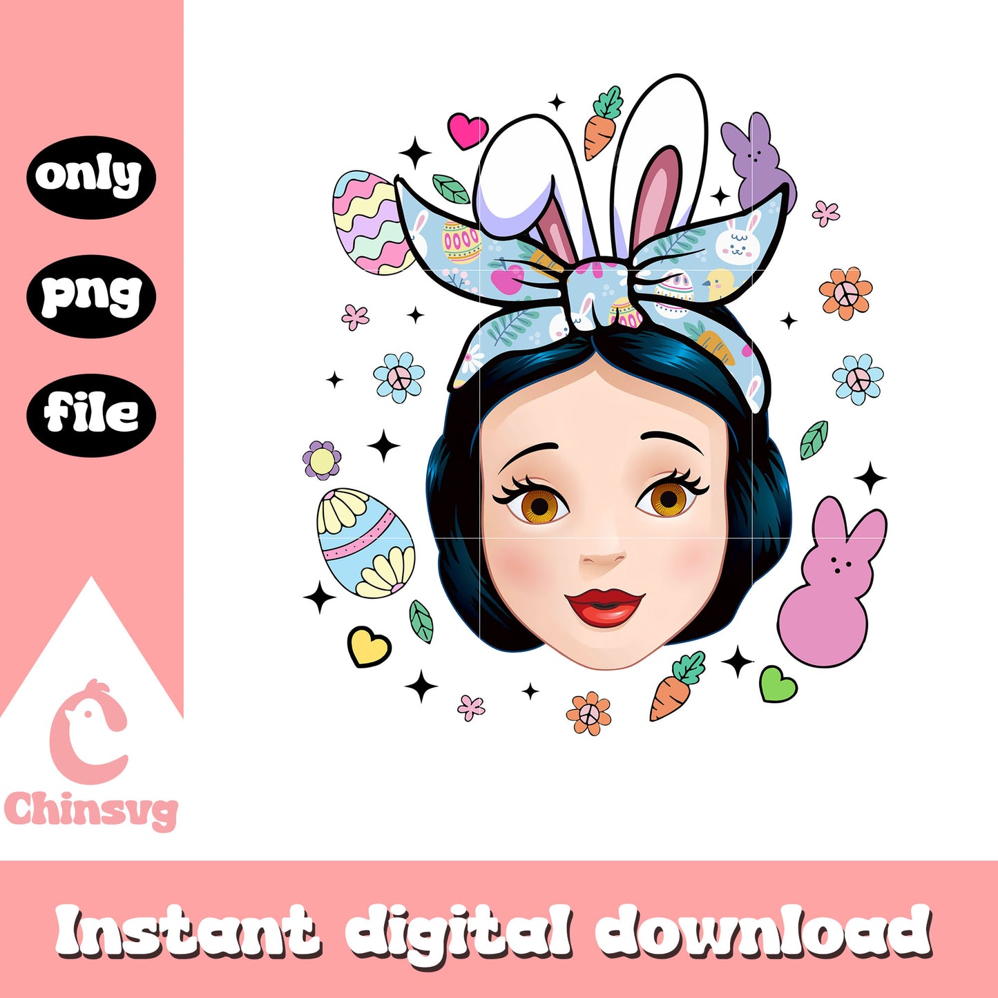 Snow white bunny ears design png, easter bunny png, disney png