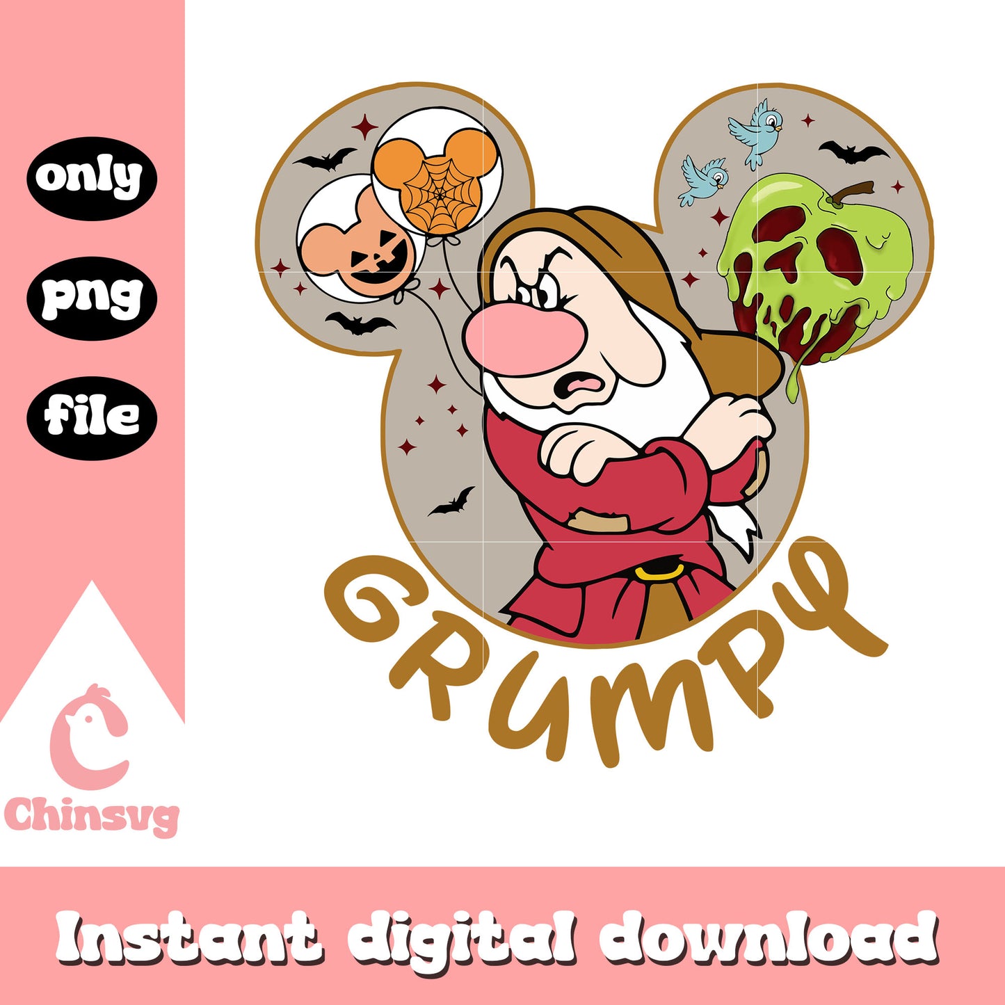 Snow white grumpy in mickey ear png, grumpy from snow white png