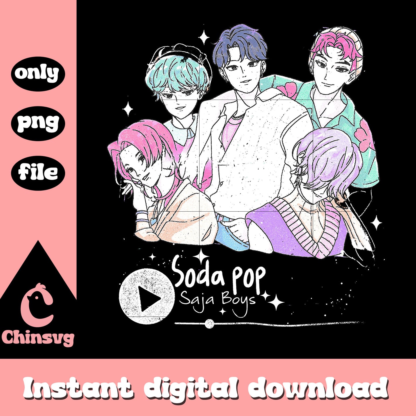 Soda pop saja boys design png, saja boys png, kpop demon hunters png