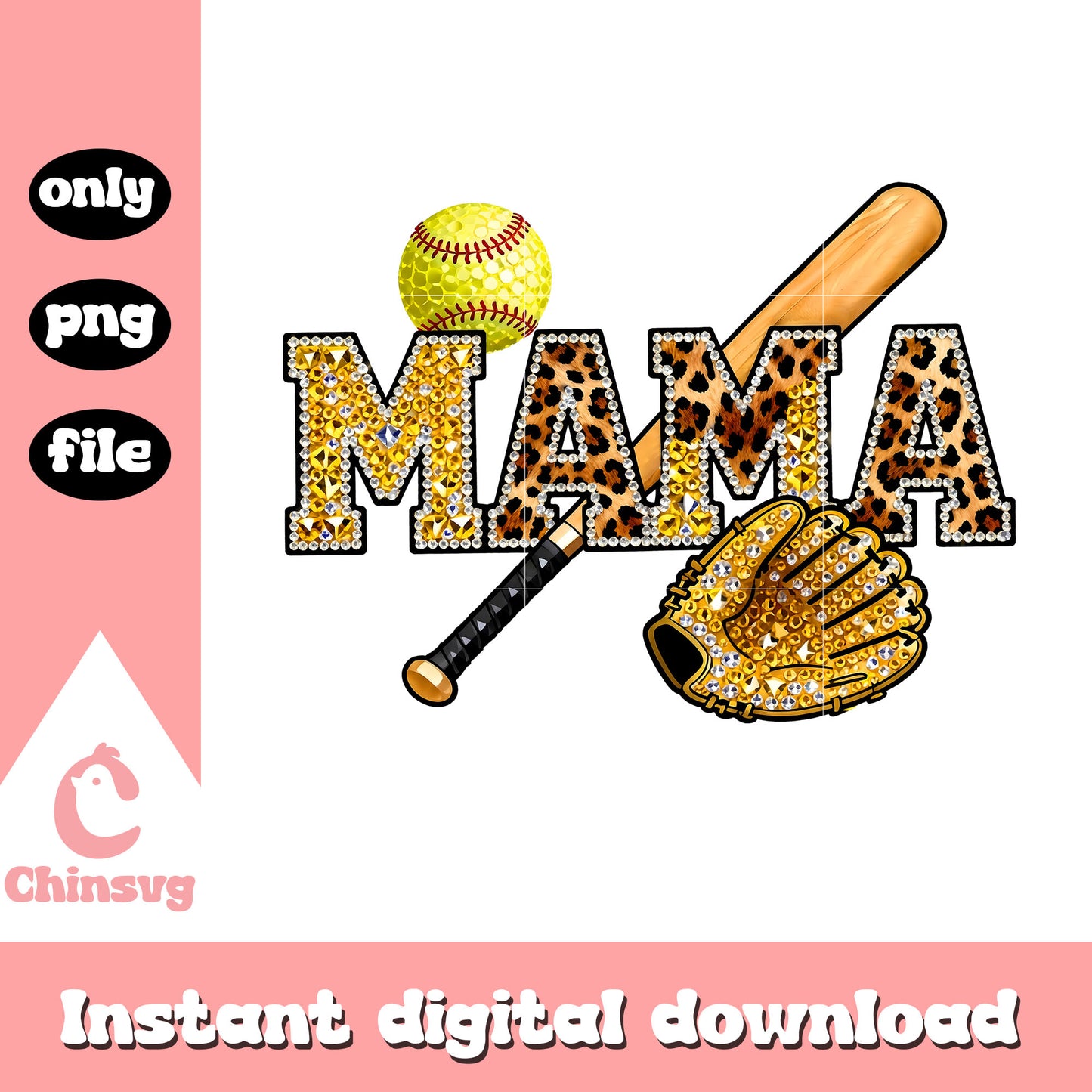 Softball mama leopart twinkle png