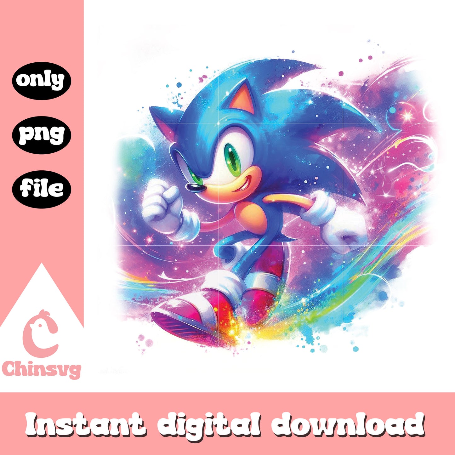 Sonic cartoon watercolor splash clipart png, sonic the hedgehog png