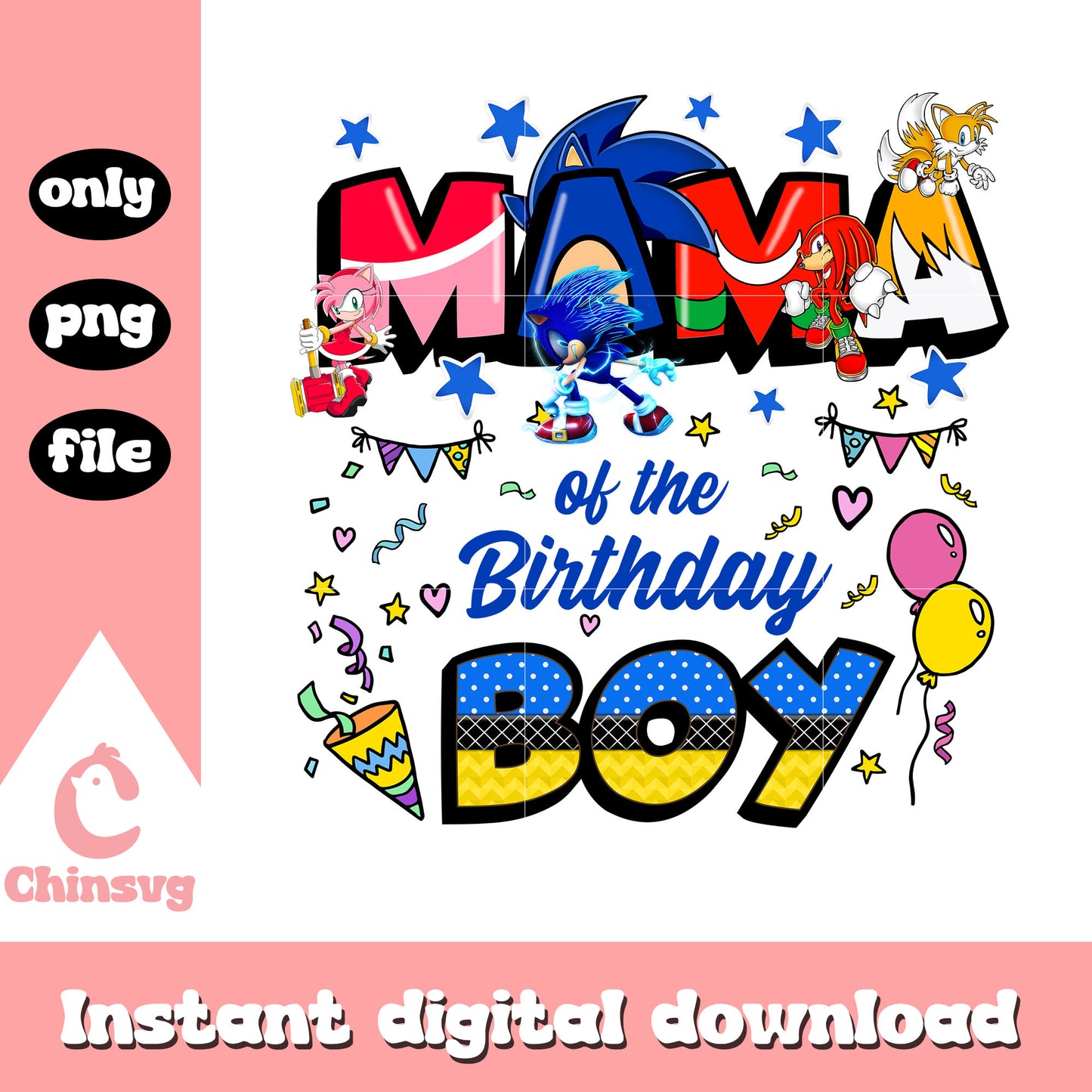 Sonic mama birthday boy png, cartoon character png, mama png