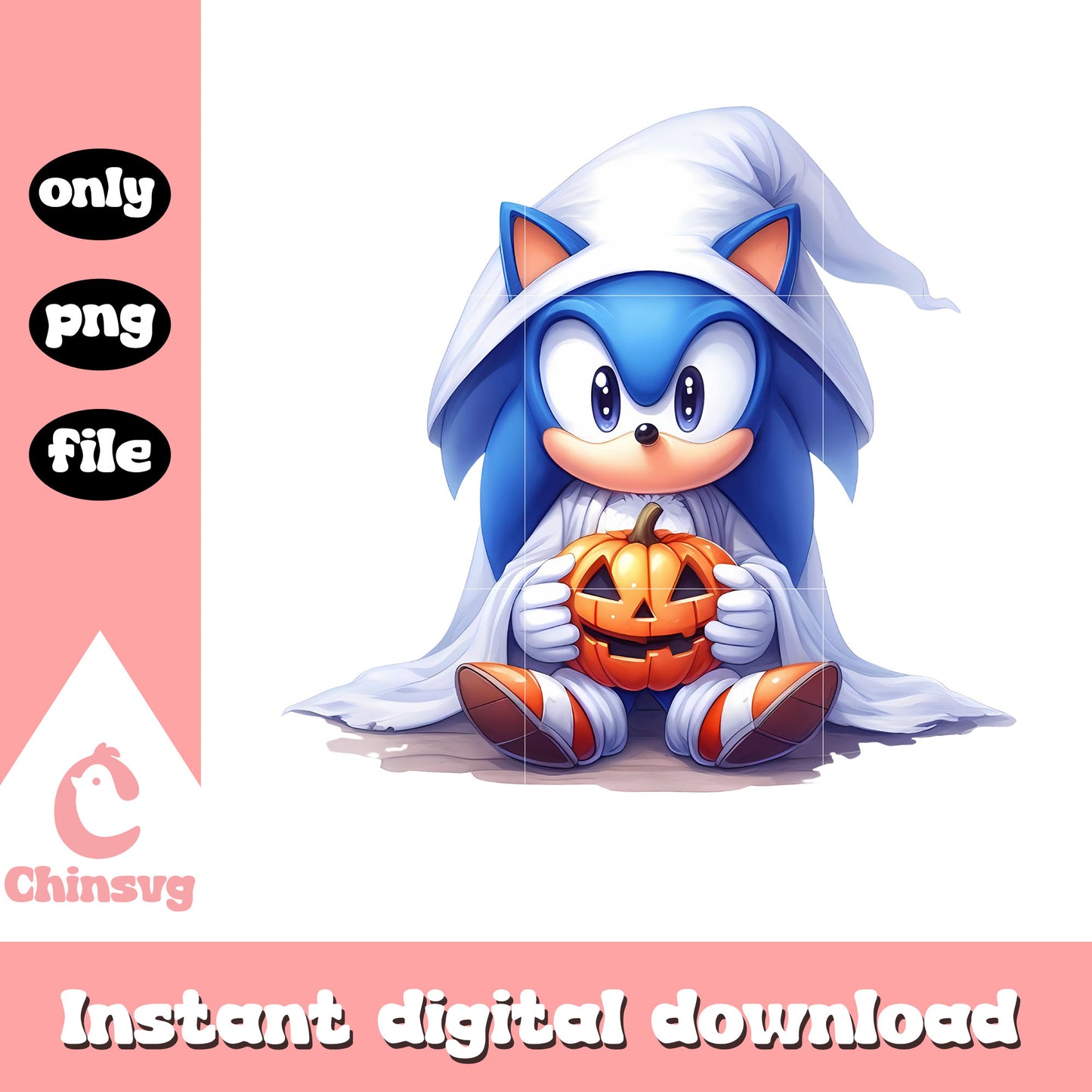 Sonic spooky ghost halloween png, cartoon halloween png