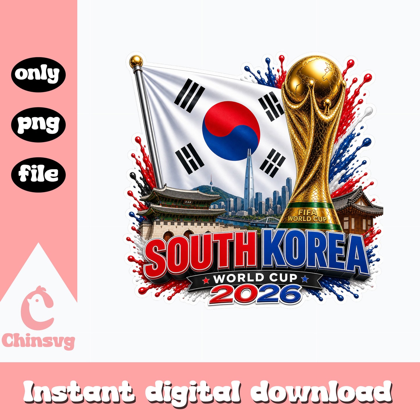 South Korea World Cup 2026 PNG, FIFA Soccer Fan, Korea Flag PNG