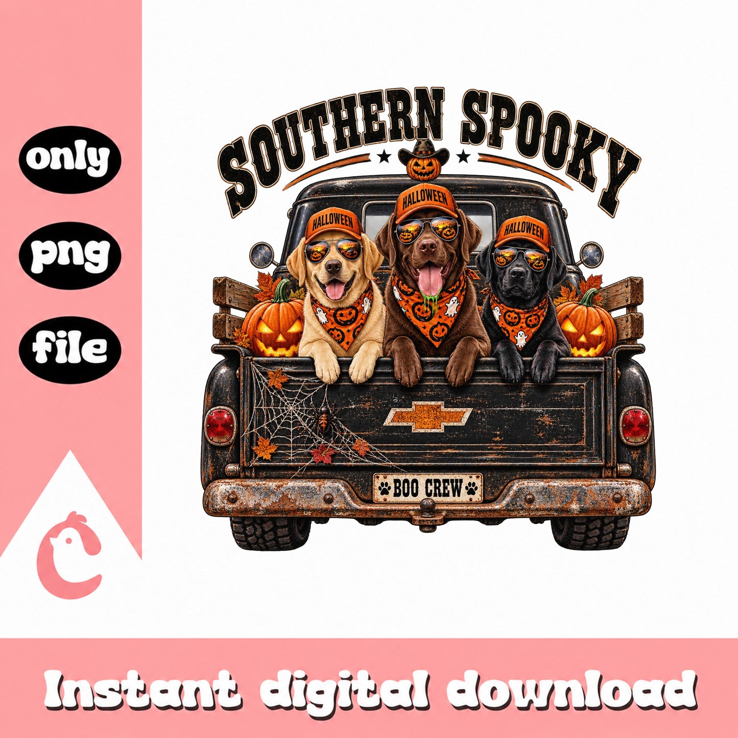 Southern Spooky Dogs Truck PNG, Halloween Boo Crew, Dog Lovers PNG