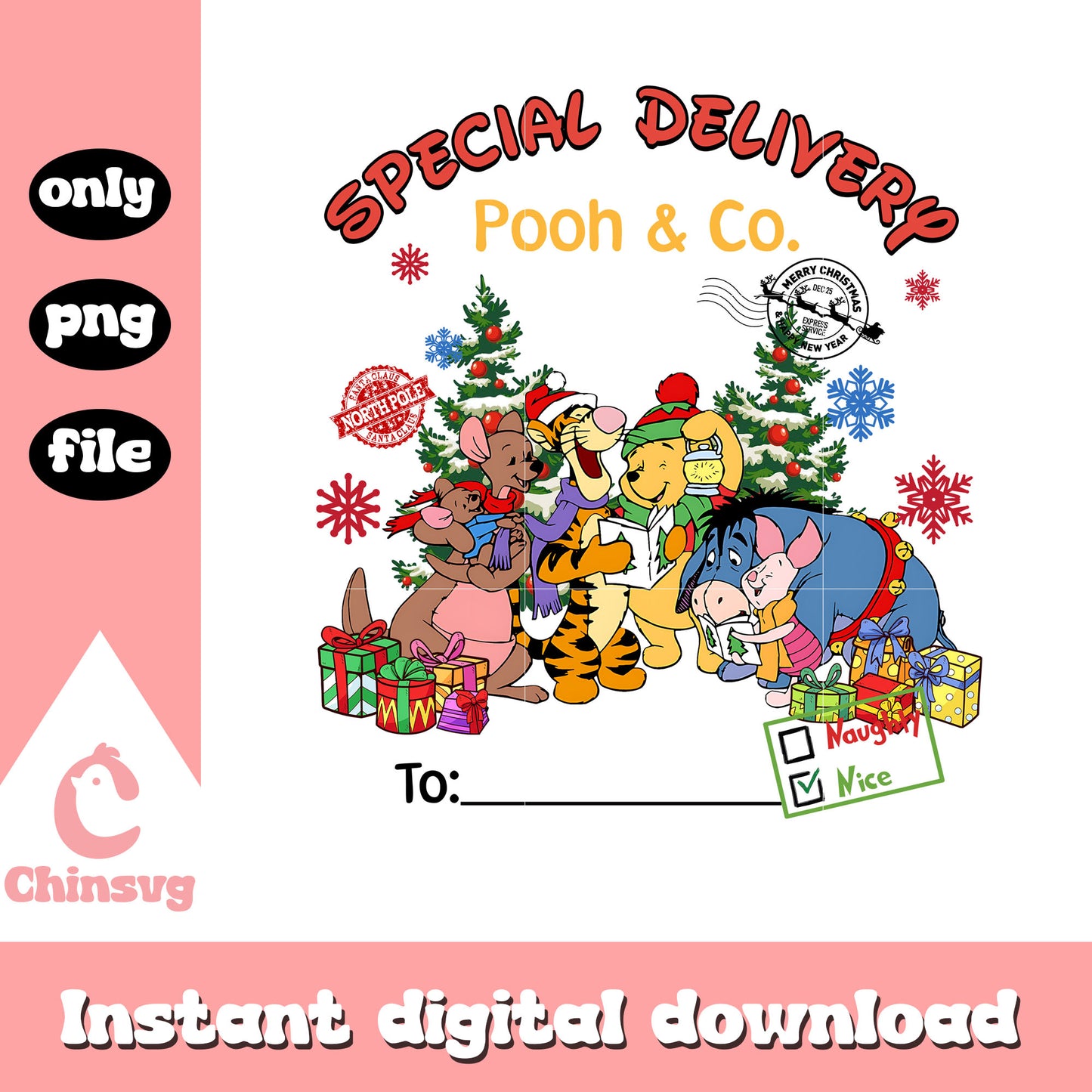 Special delivery pooh co xmas disney png, winnie pooh cartoon png