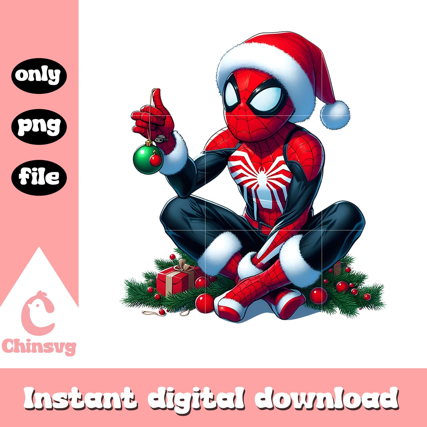 Spider man and christmas bauble png, christmas decor png