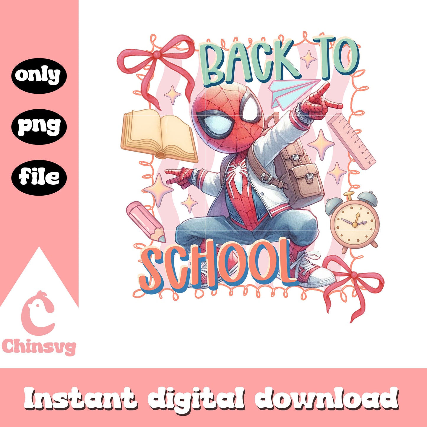 Spiderman back to school coquette design png, clipart spiderman png