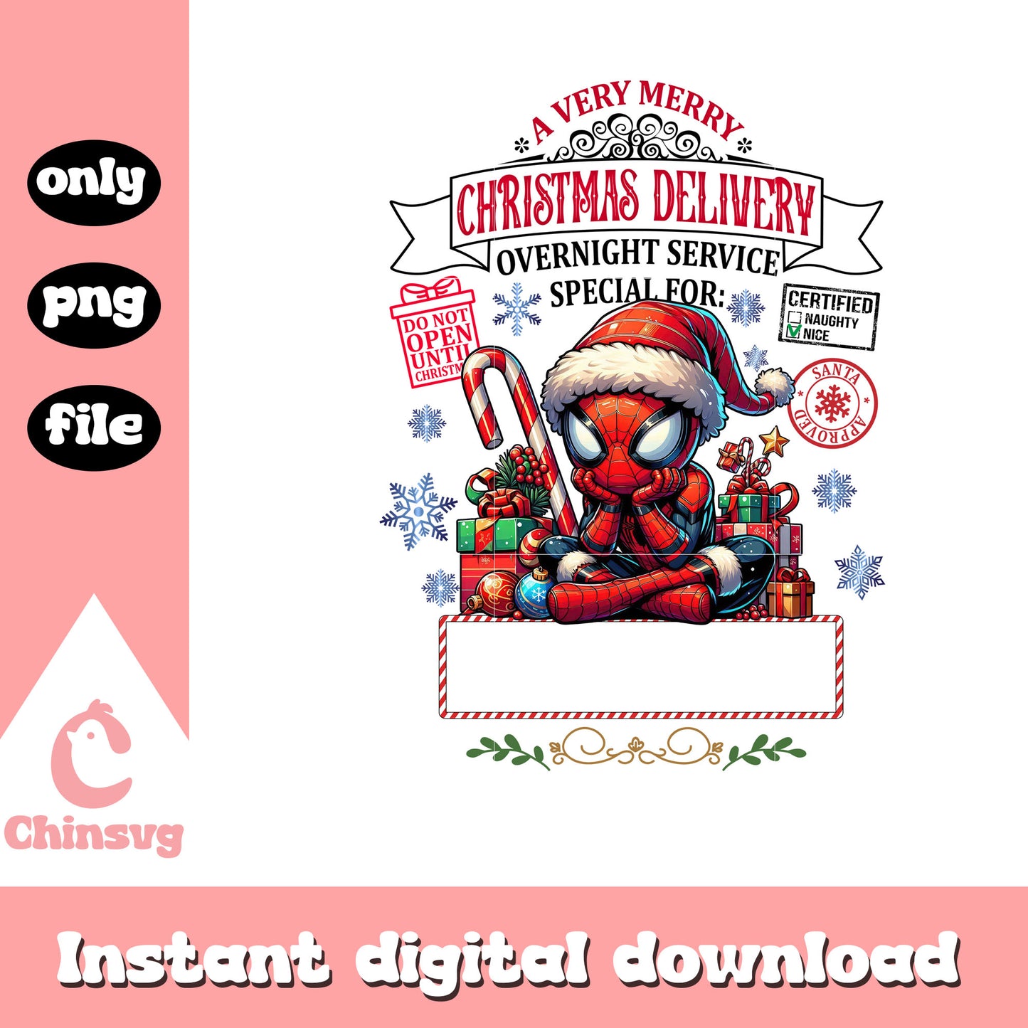 Spiderman christmas delivery png, the avengers png, christmas png