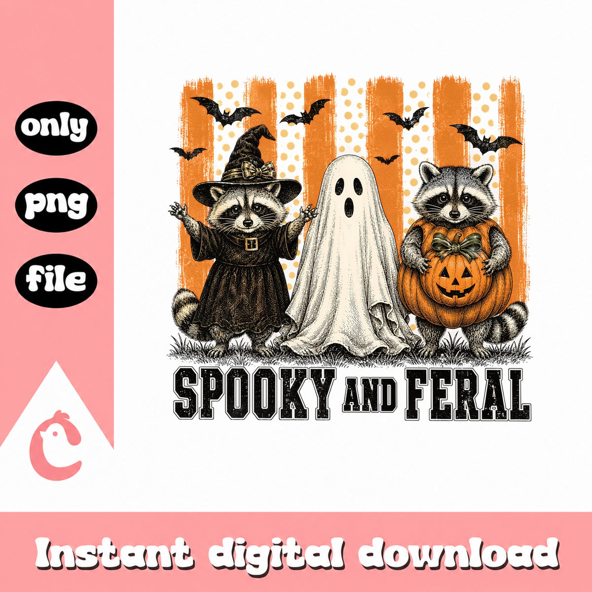 Spooky And Feral Raccoon PNG, Halloween Ghost PNG, Funny Halloween PNG