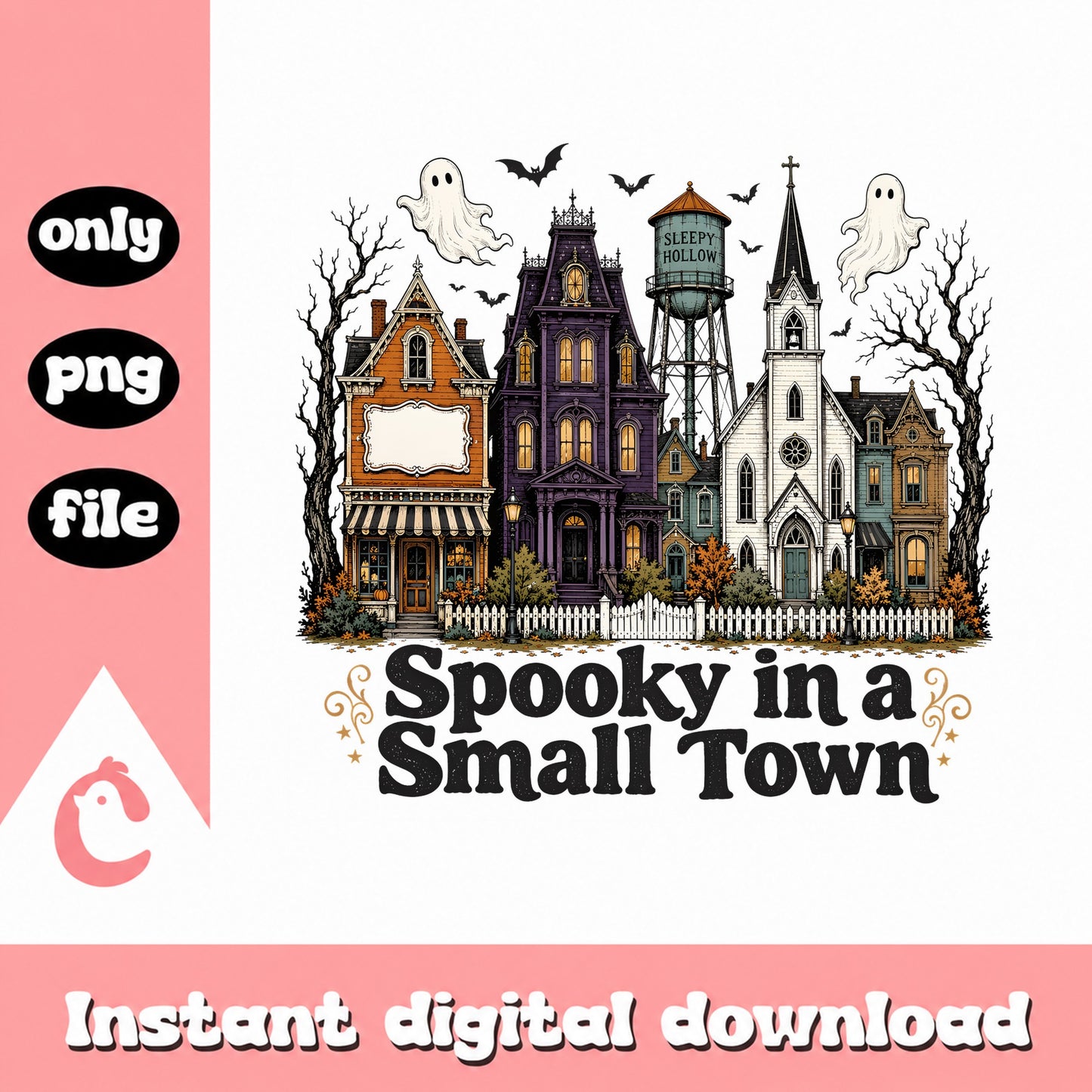 Spooky In A Small Town Halloween PNG, Ghost Town PNG, Halloween PNG