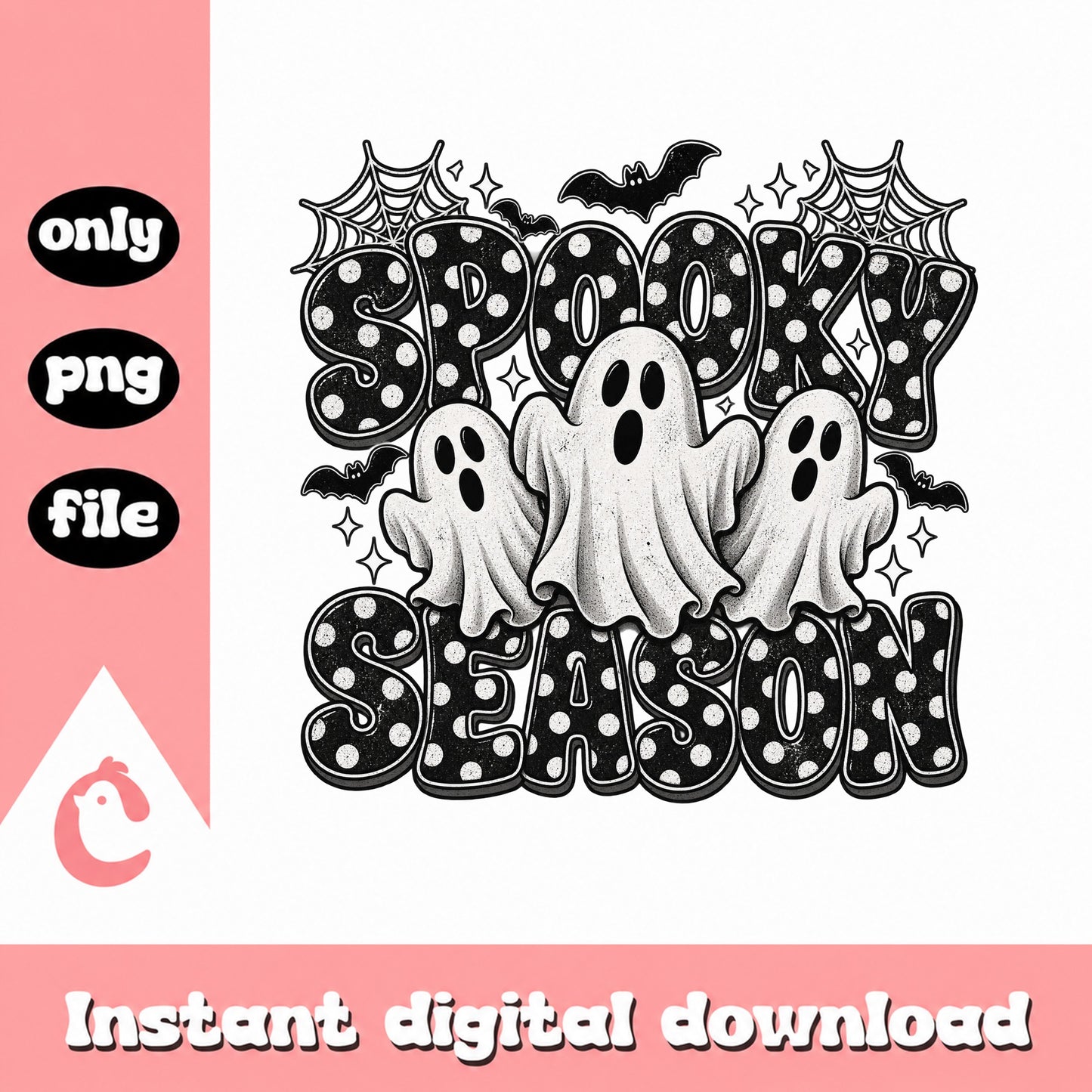 Spooky Season Ghost Halloween PNG, Retro Halloween Sublimation, PNG