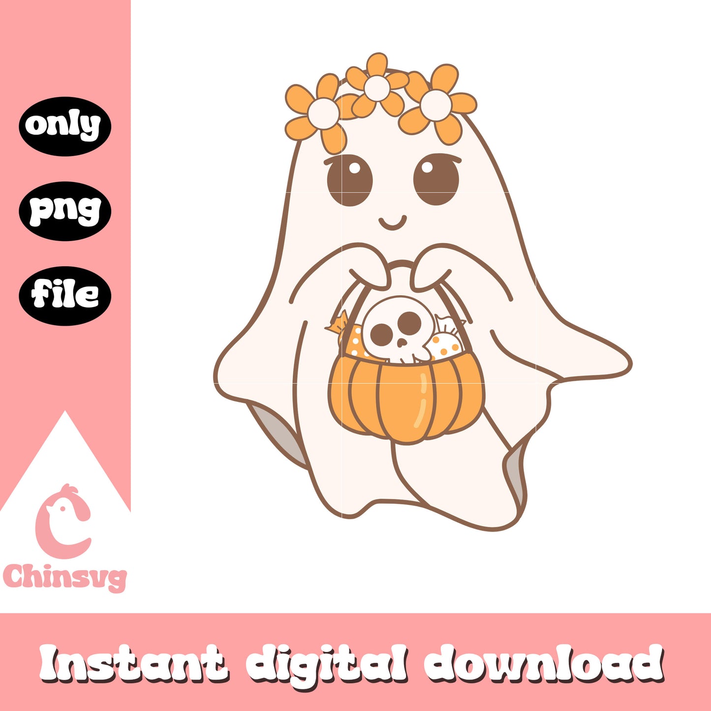 Spooky boo and pumpkin design png, horror ghost png