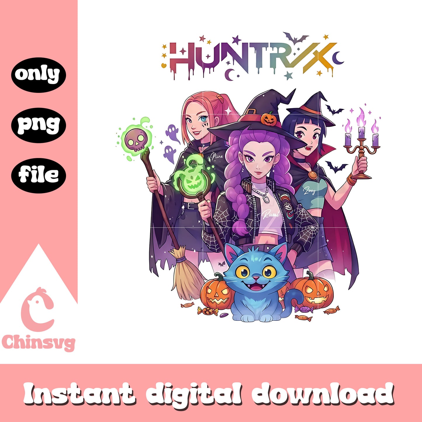 Spooky huntrix girl band halloween png, halloween hunters png