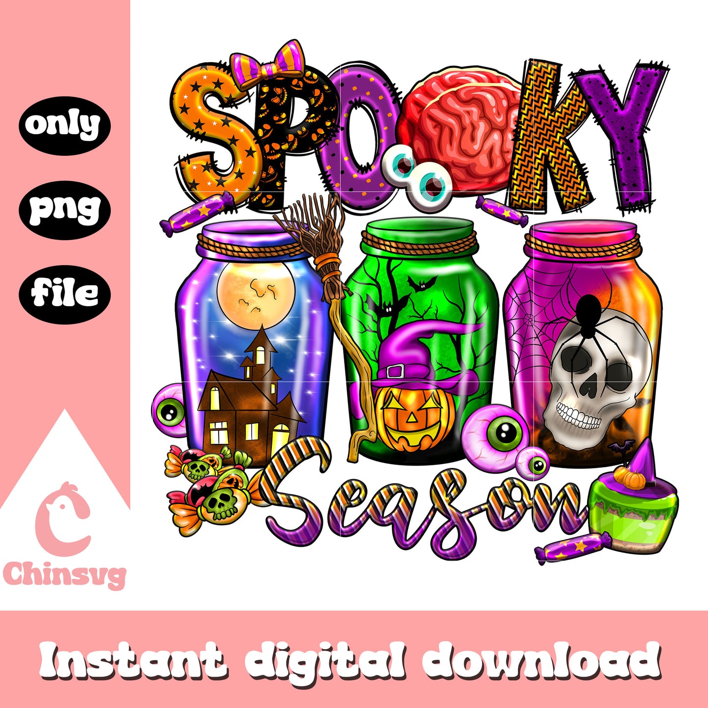 Spooky season halloween symbols design png, spirit of halloween png