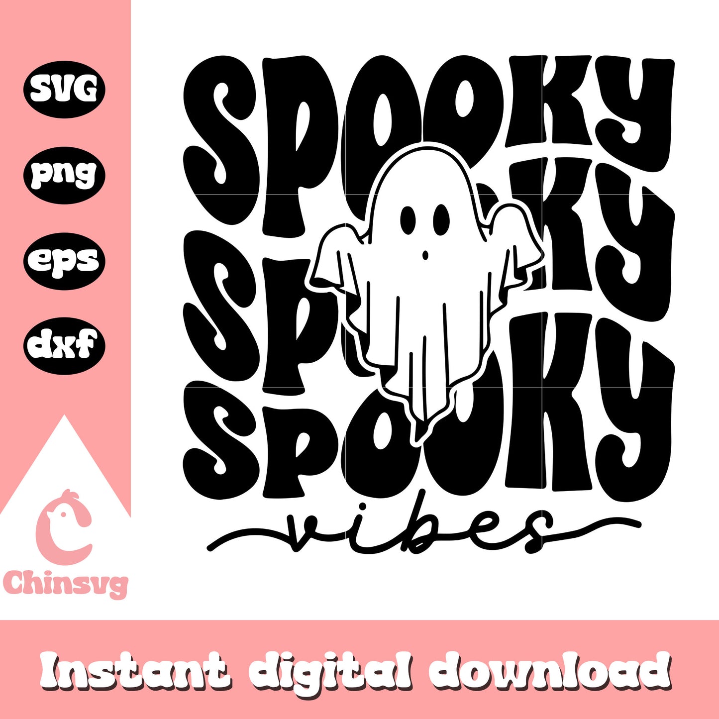 Spooky vibes ghost halloween svg, halloween ghost svg, cute ghost svg