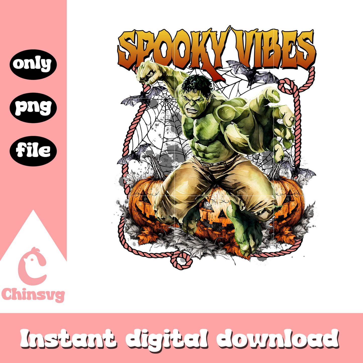 Spooky vibes hulk halloween pumpkin png, halloween png, hulk png