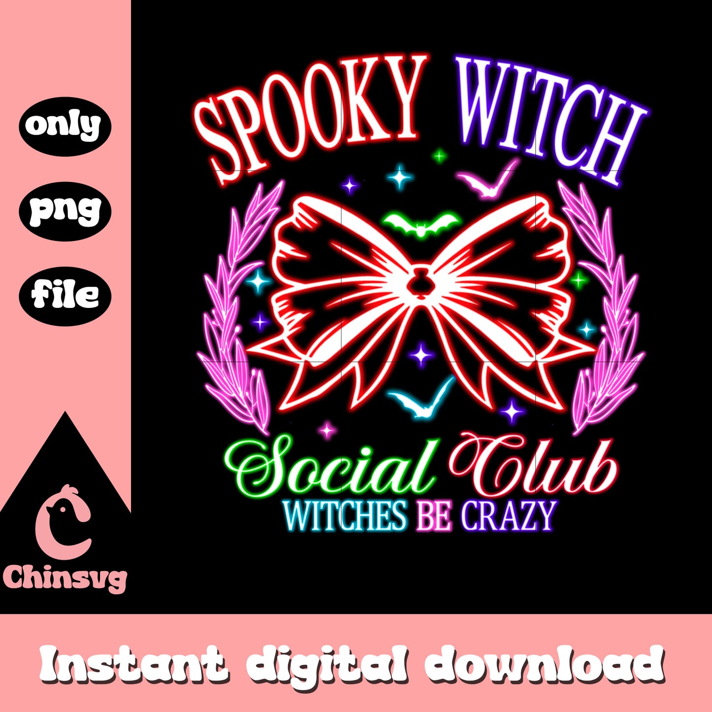 Spooky witch halloween bow neon art png, halloween clipart png