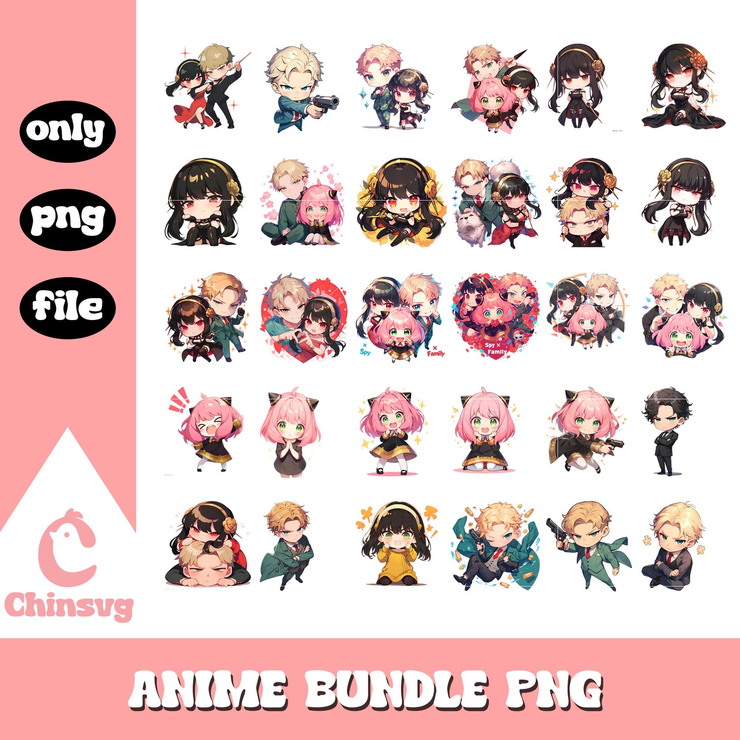 Spy x family chibi characters bundle png