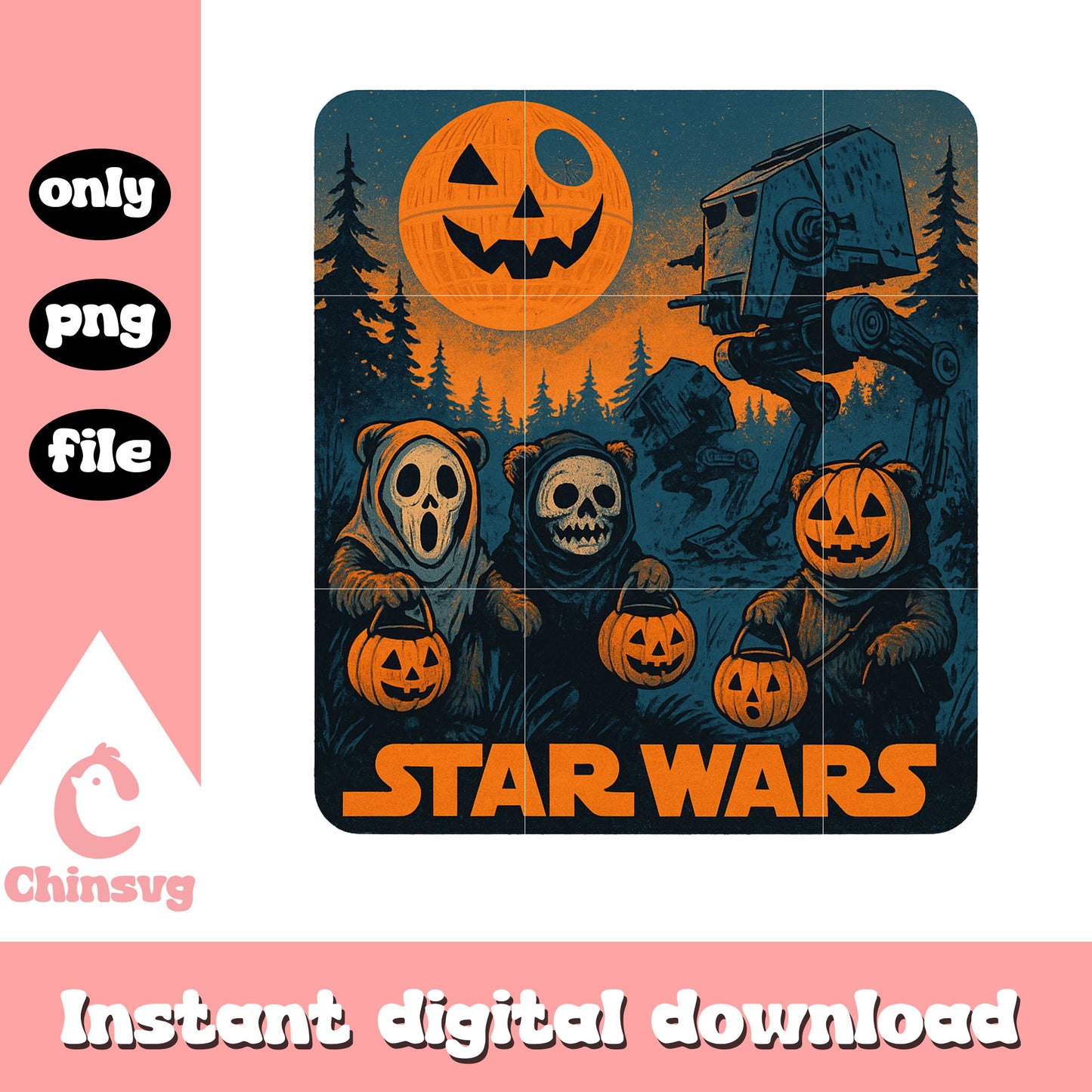 Star wars characters pumpkin moon art png, star wars movie png