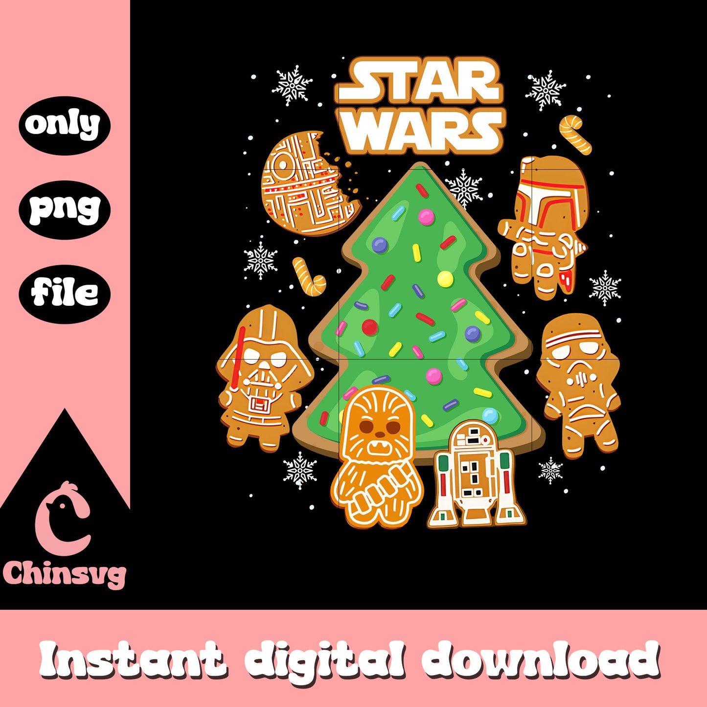 Star wars christmas gingerbread tree png, star wars png