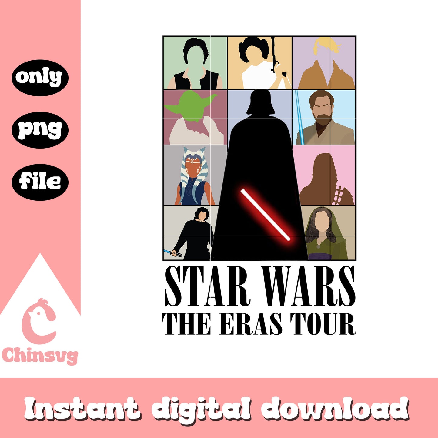 Star wars the eras tour characters clipart png, star wars cartoon png