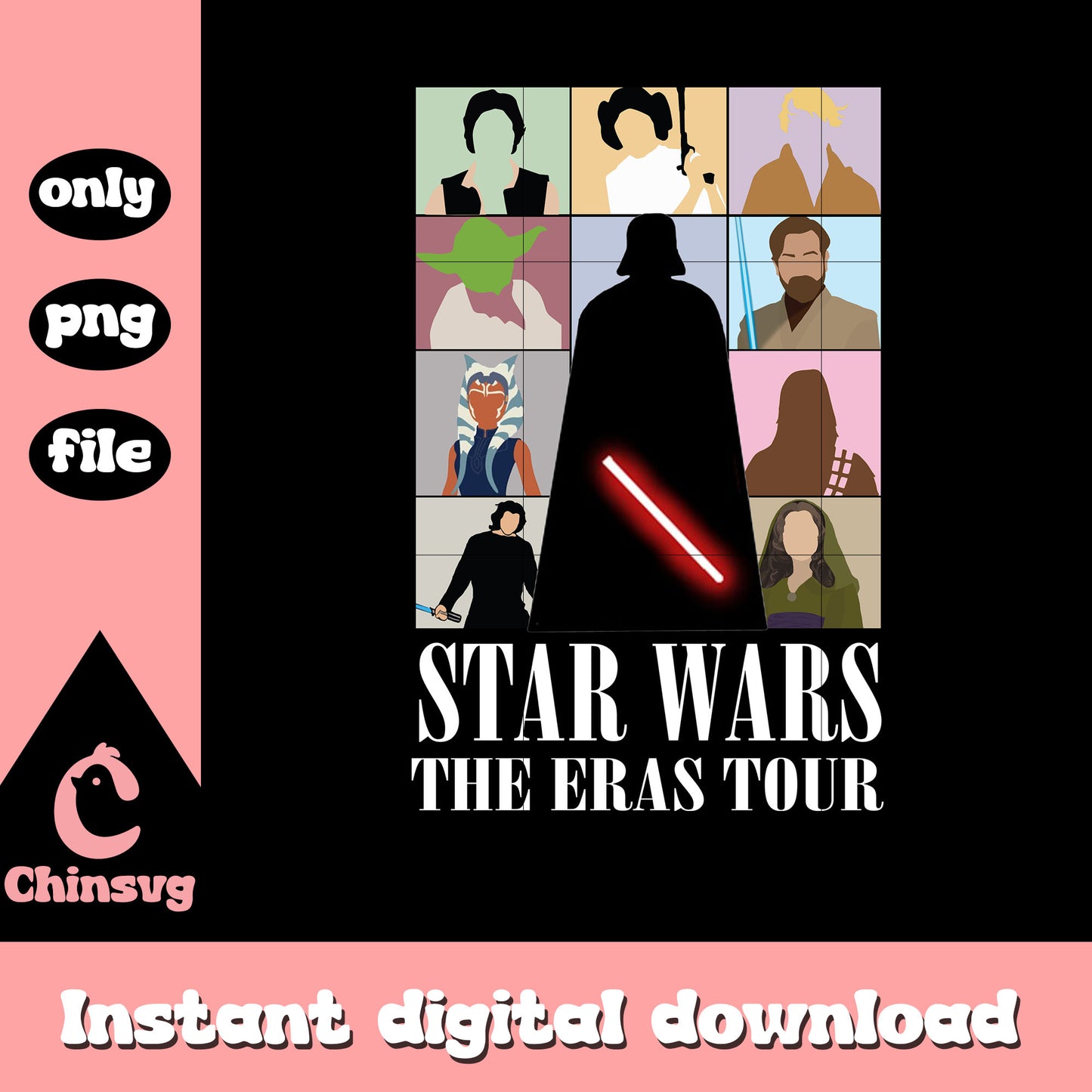 Star wars the eras tour characters design png, star wars movie png