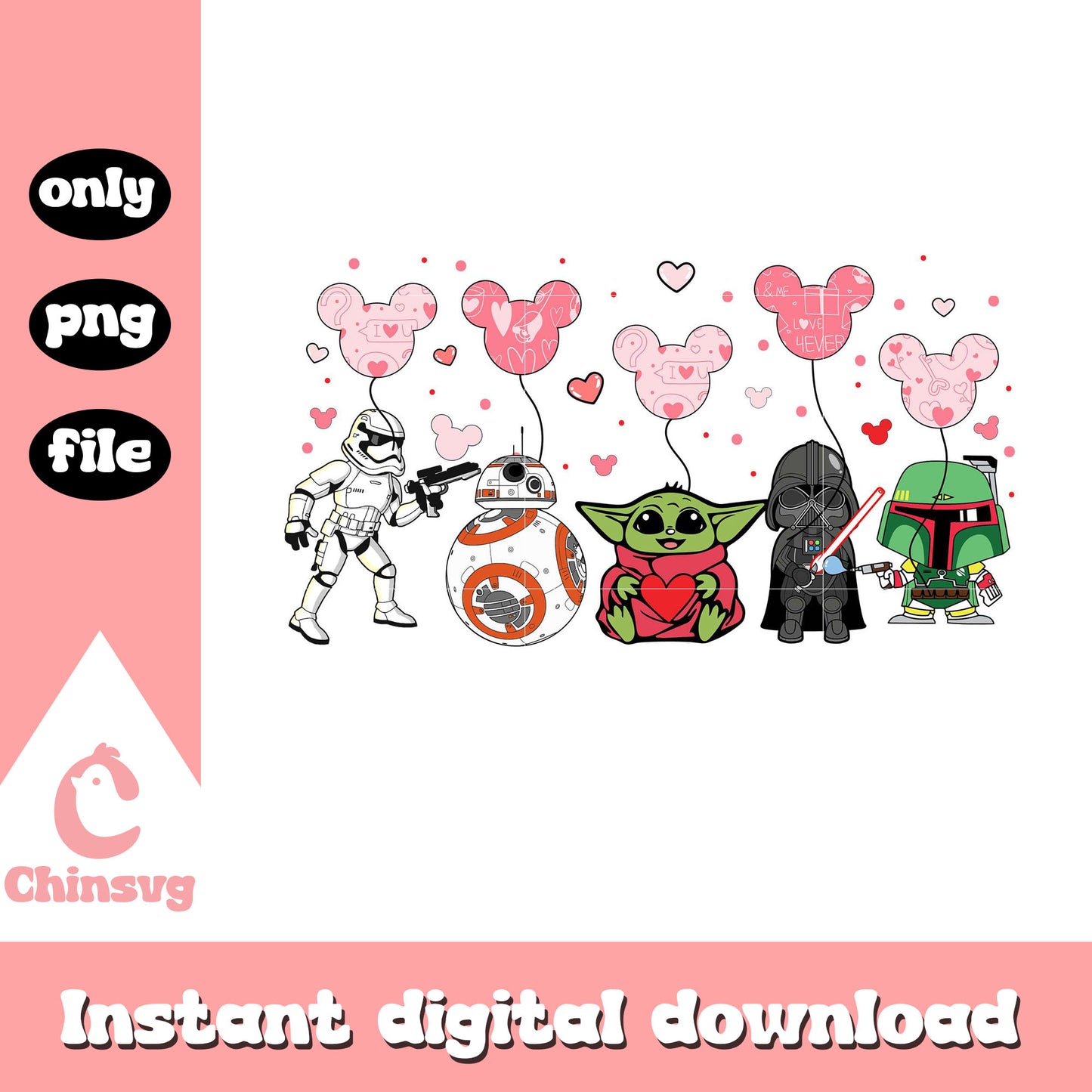 Star wars valentine's day png, valentine's day png, cartoon png